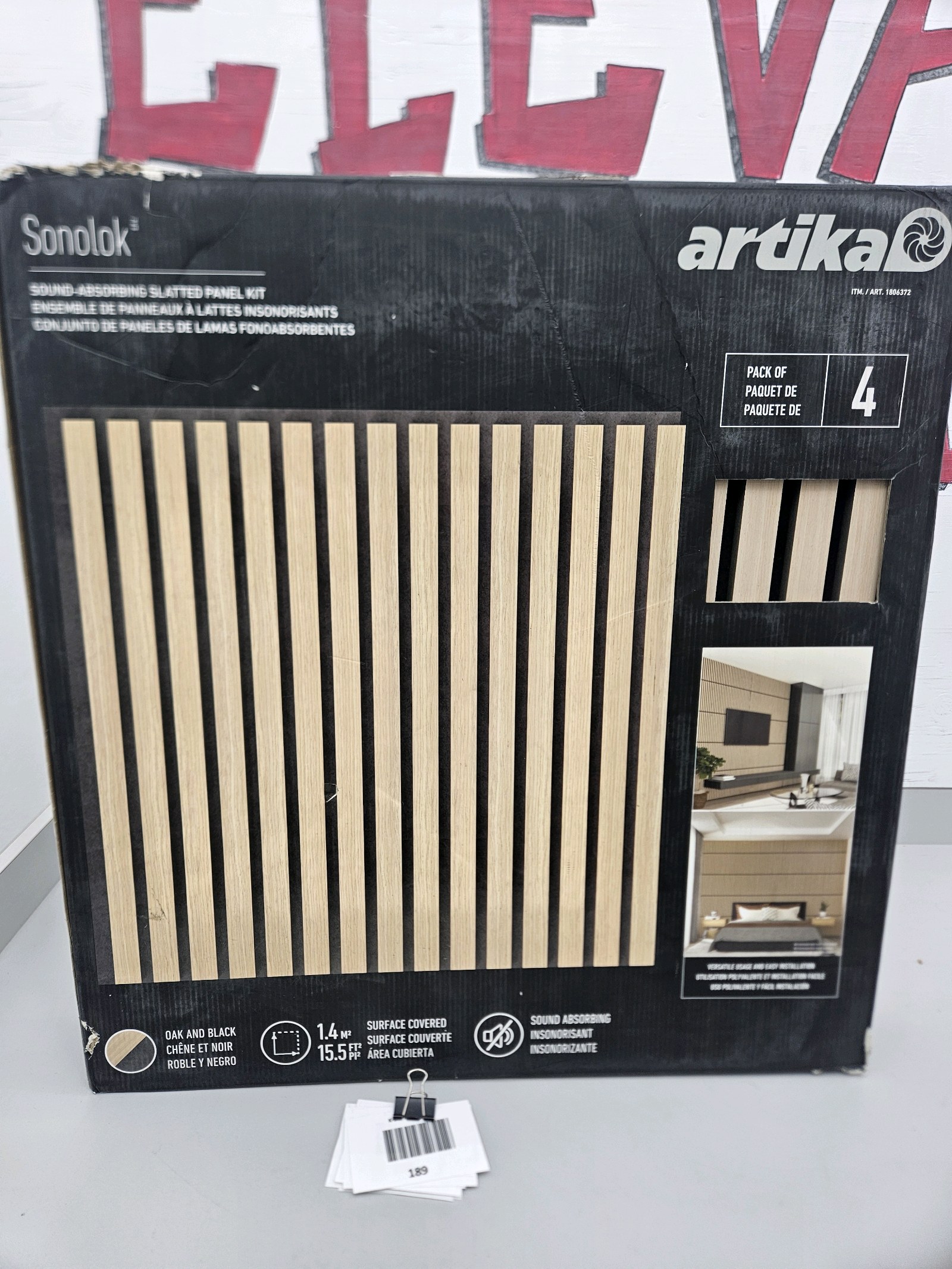 lot 189 image: Sound Absorbing Slatted Panel Kit 4pk
