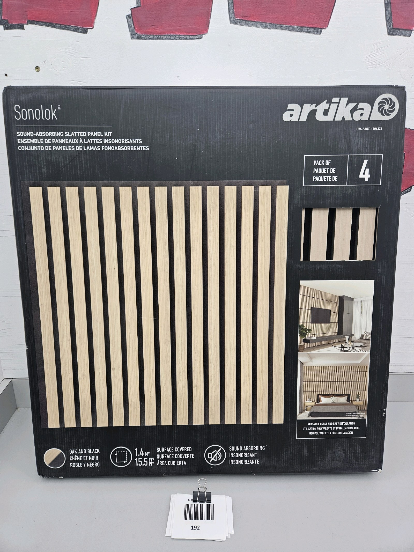 lot 192 image: Sound Absorbing Slatted Panel Kit 4pk