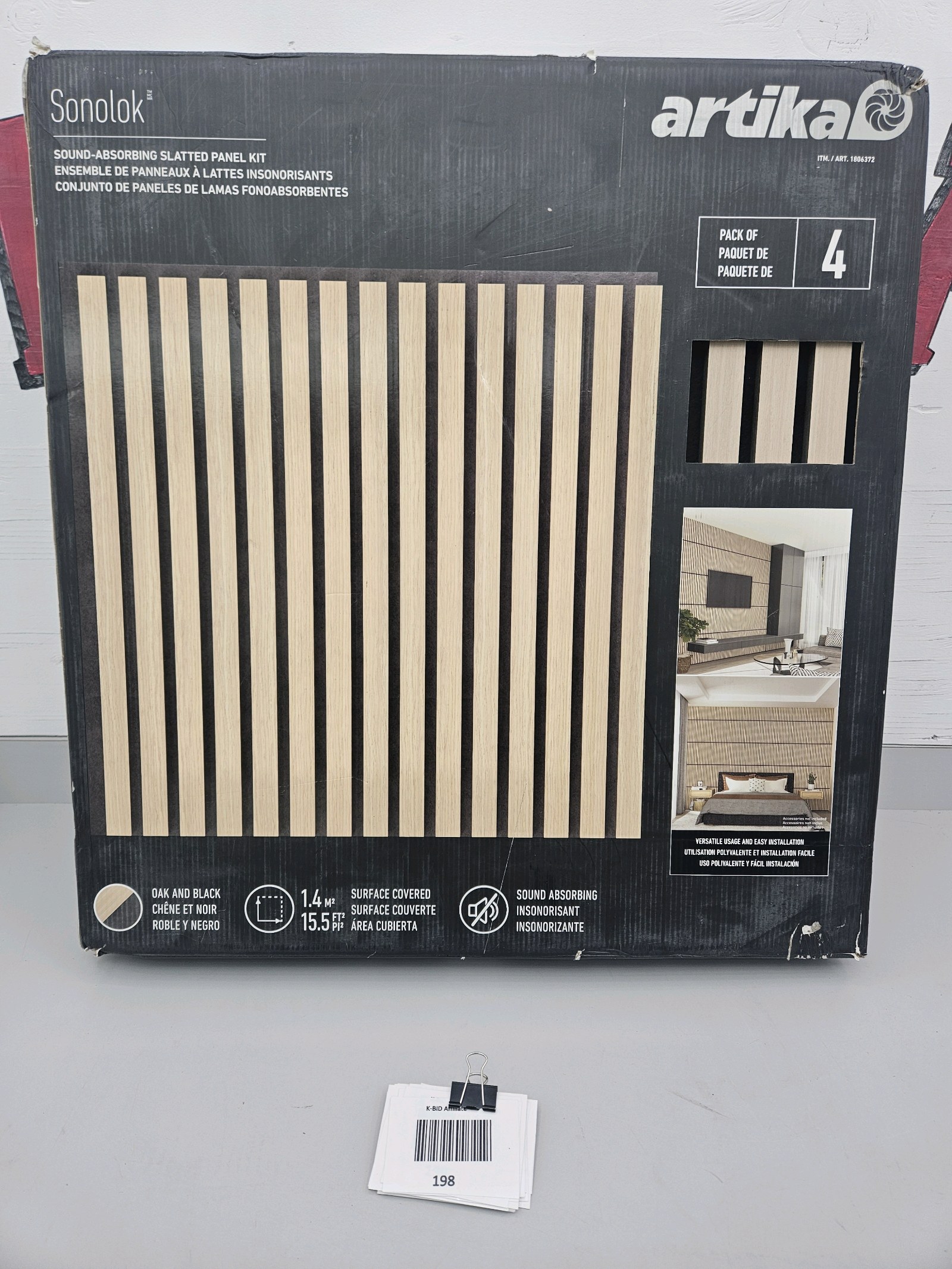 lot 198 image: Sound Absorbing Slatted Panel Kit 4pk