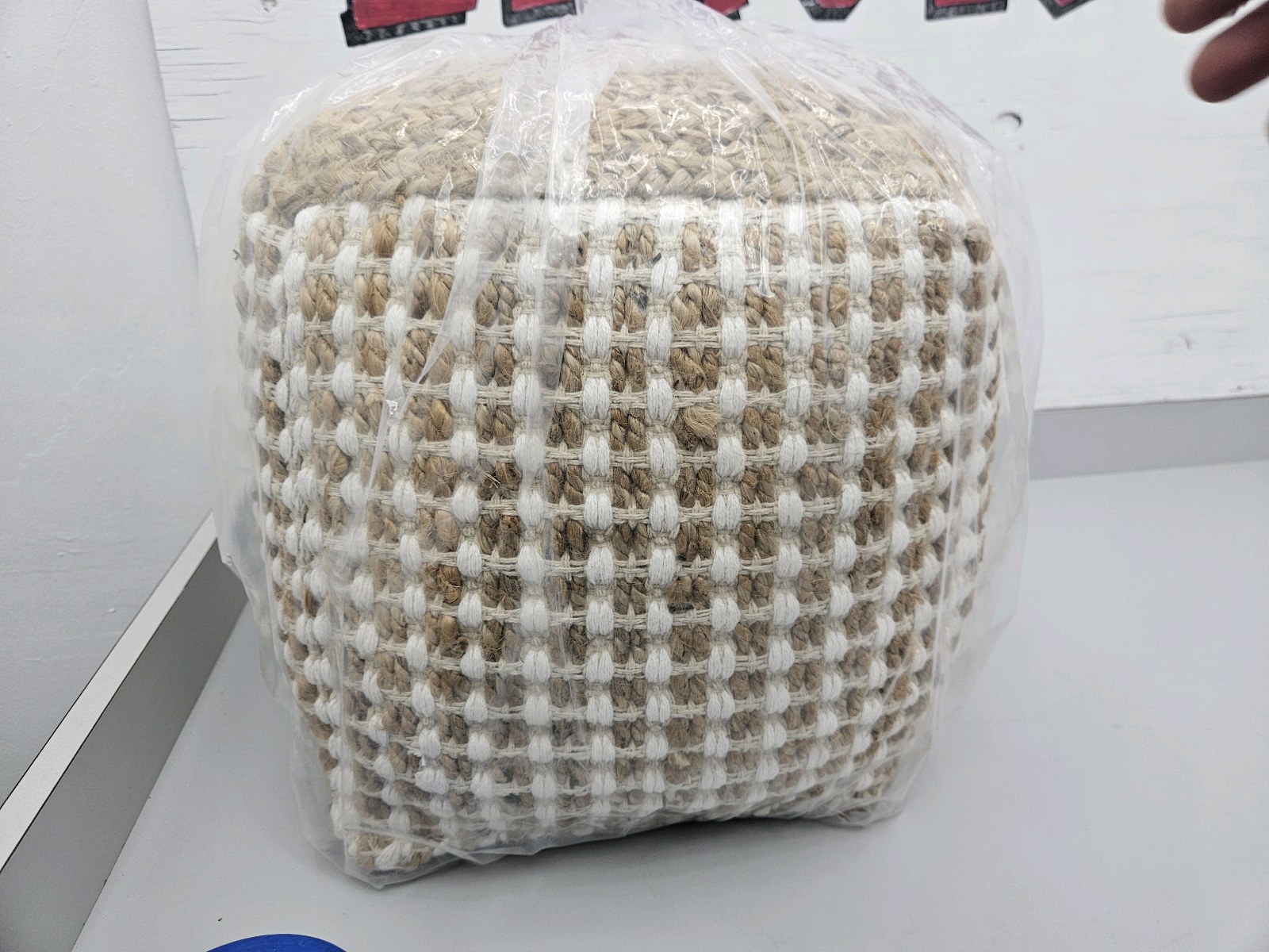 lot 221 image: Brown & White Ottoman