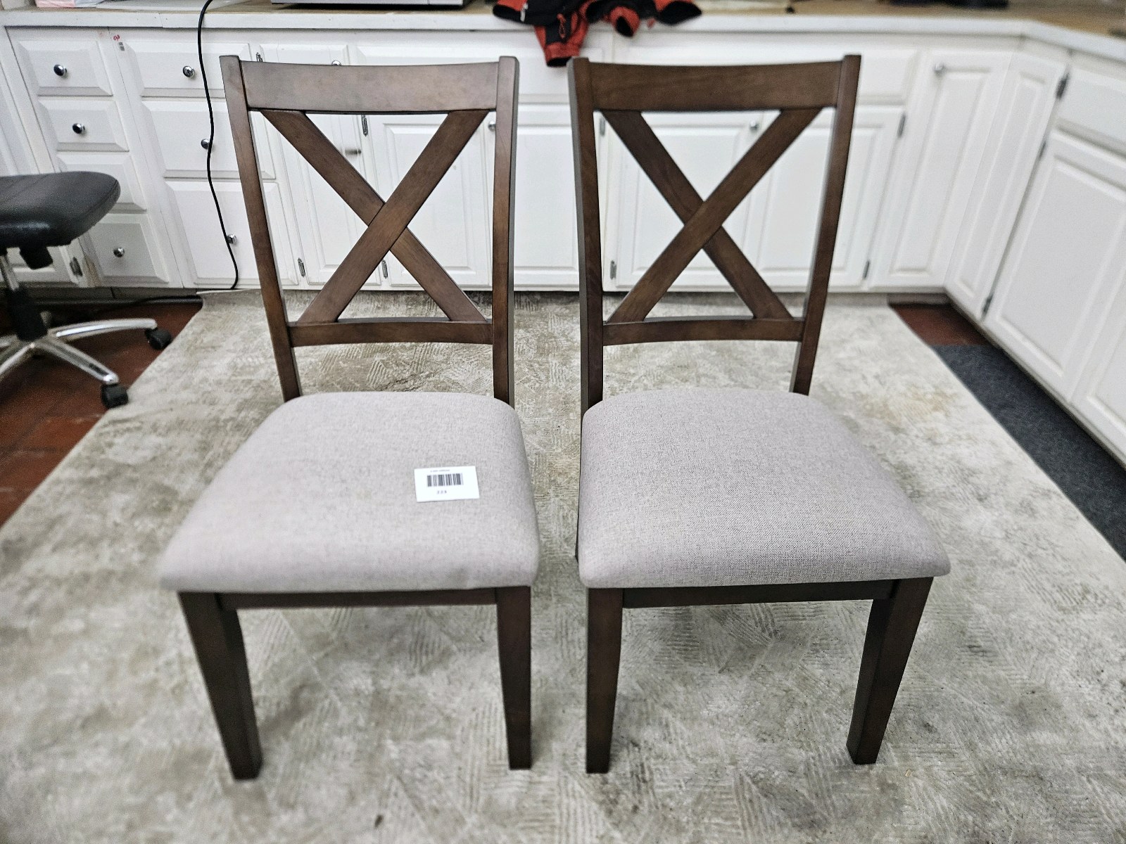 lot 223 image: Upholstered wooden chairs