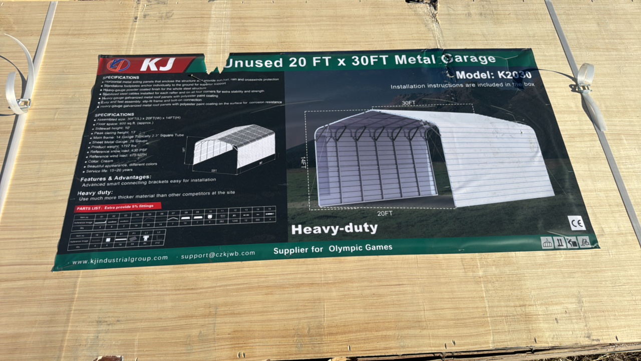 lot 217 image: 2025 K2030 Unused Unused 20 FT x 30FT Metal Garage