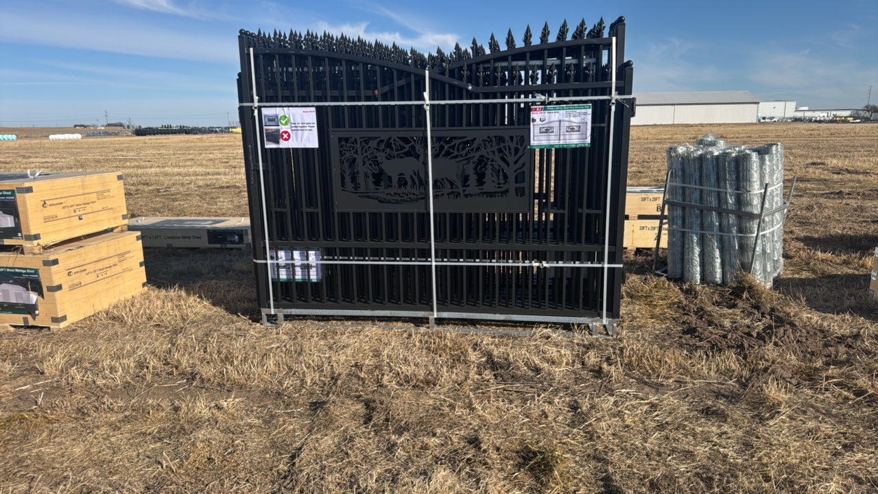 lot 225 image: 2025 K0720 Unused 7FT(H)x 20FT(L) Metal Farm Driveway Gate