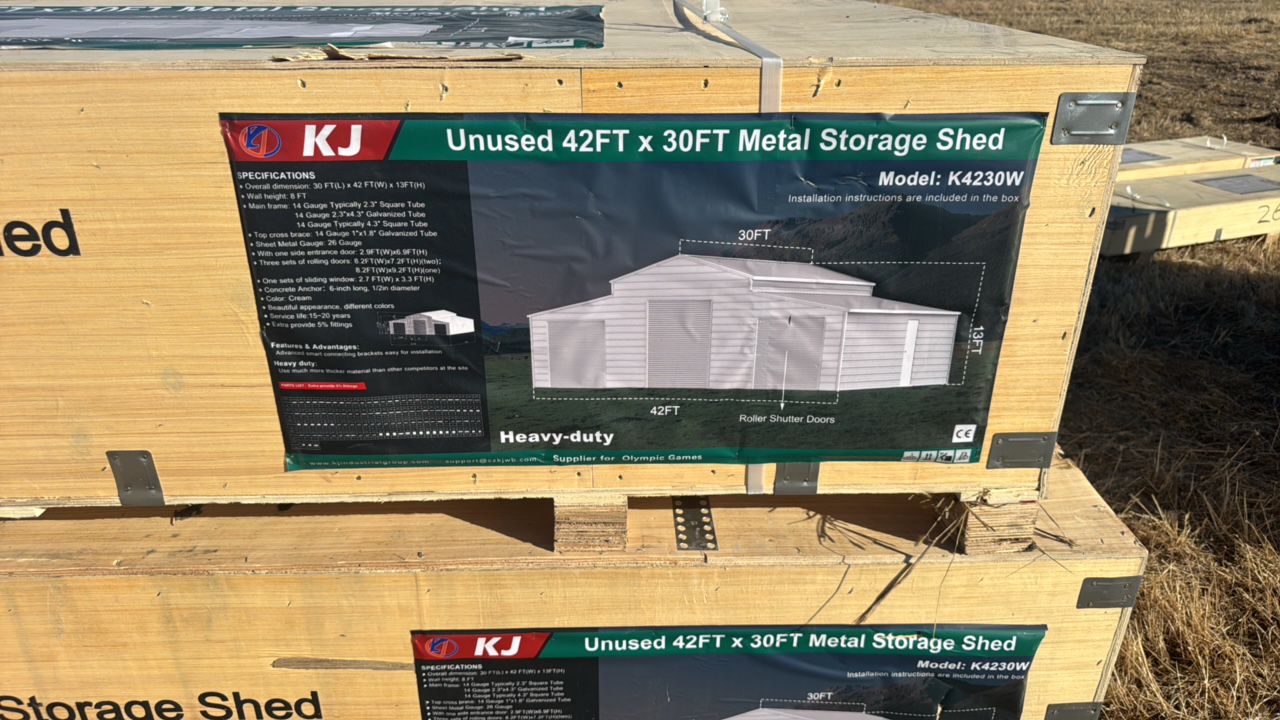 lot 238 image: 2025 K4230W Unused Unused 42FT x 30FT Metal Storage Shed