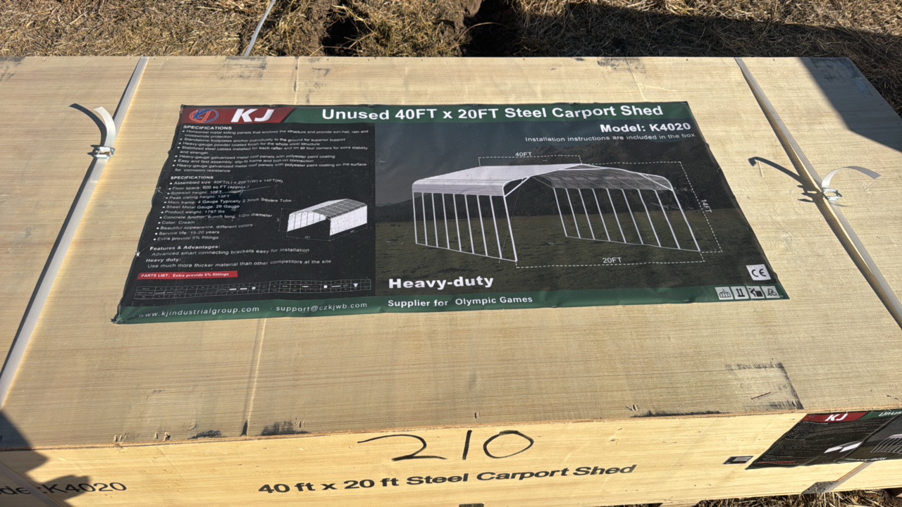 lot 252 image: 2025 K4020 Unused 40ft x 20ft SteeI Carport Shed