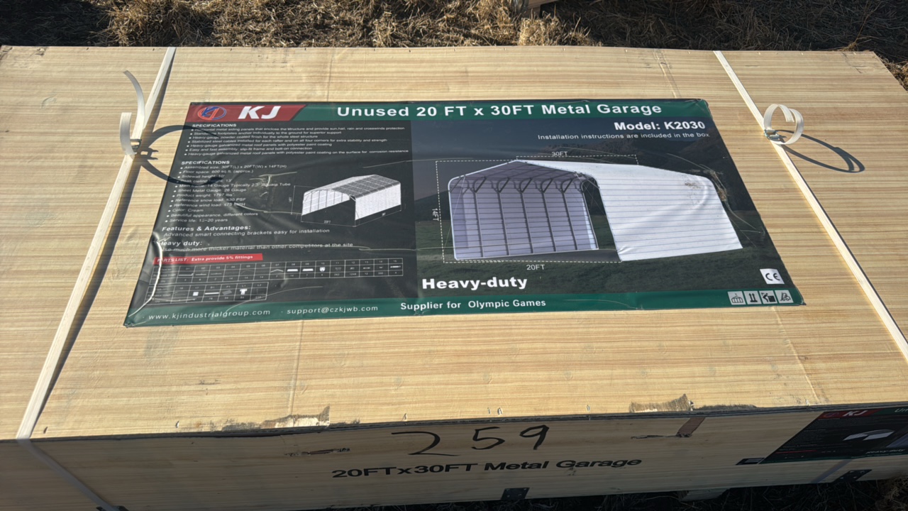 lot 259 image: 2025 K2030 Unused Unused 20 FT x 30FT Metal Garage
