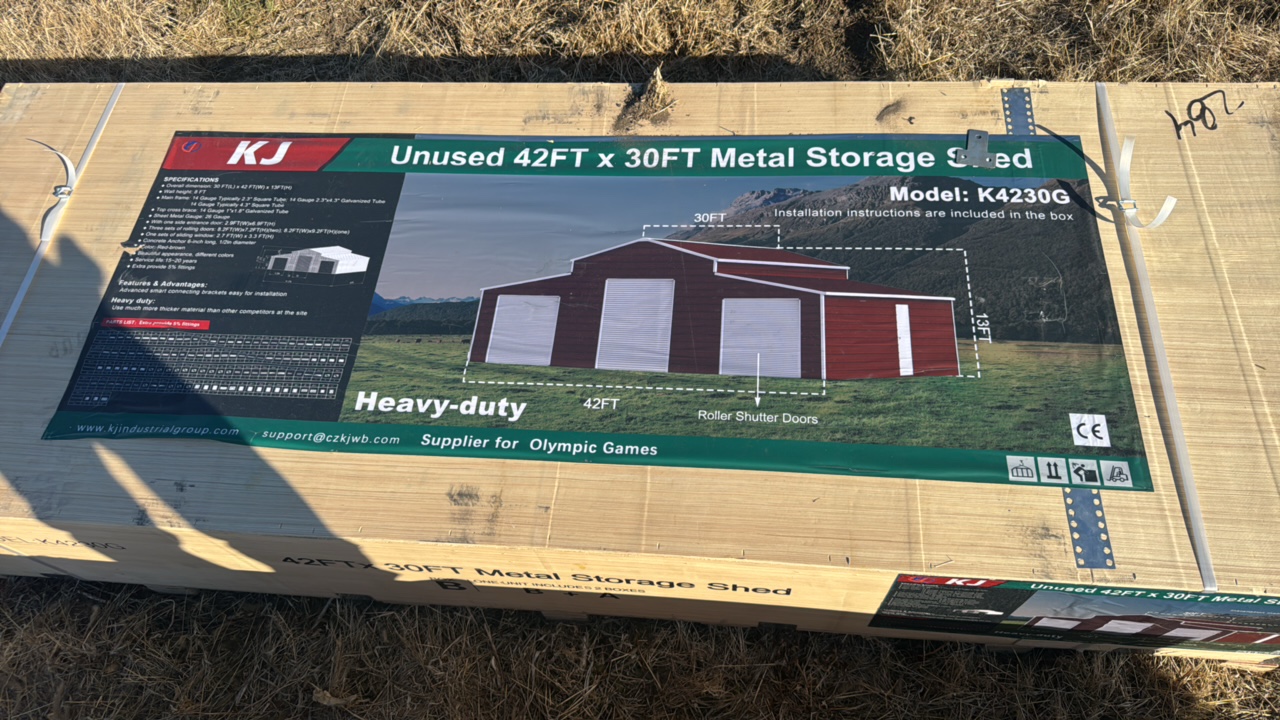 lot 284 image: 2025 K4230G Unused Unused 42FT x 30FT Metal Storage Shed