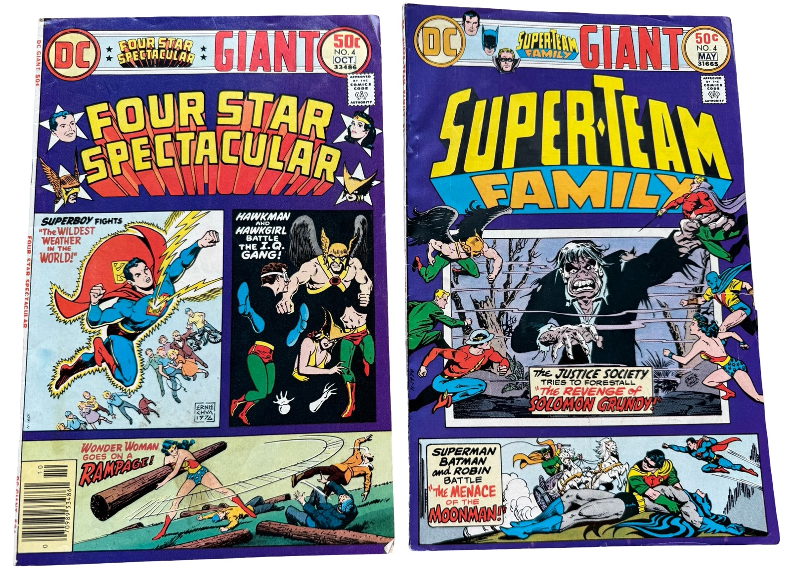 lot 120 image: Four Star Spectacular #4 & Super Team Family #4 - Giant DC Comics
