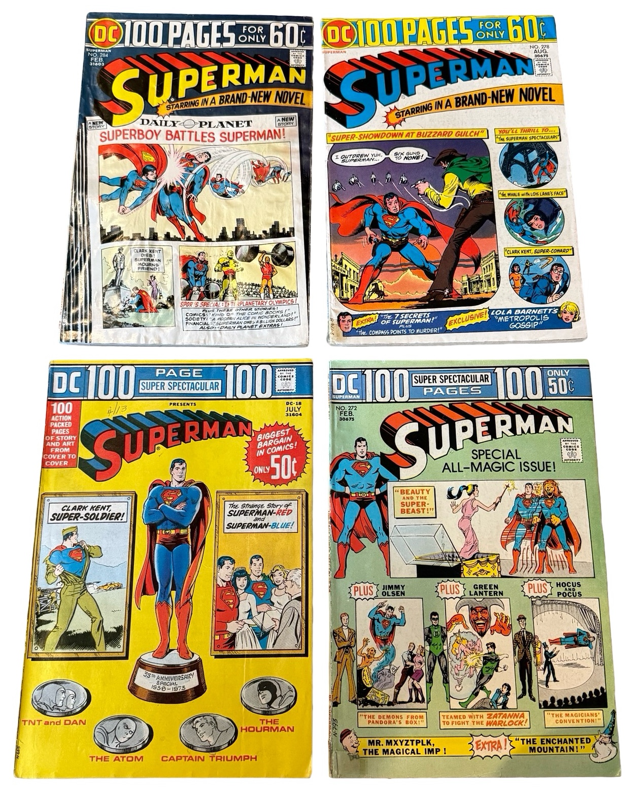 lot 33 image: Collection of Four Superman 100 Page DC Comics #18, #272, #278, #284