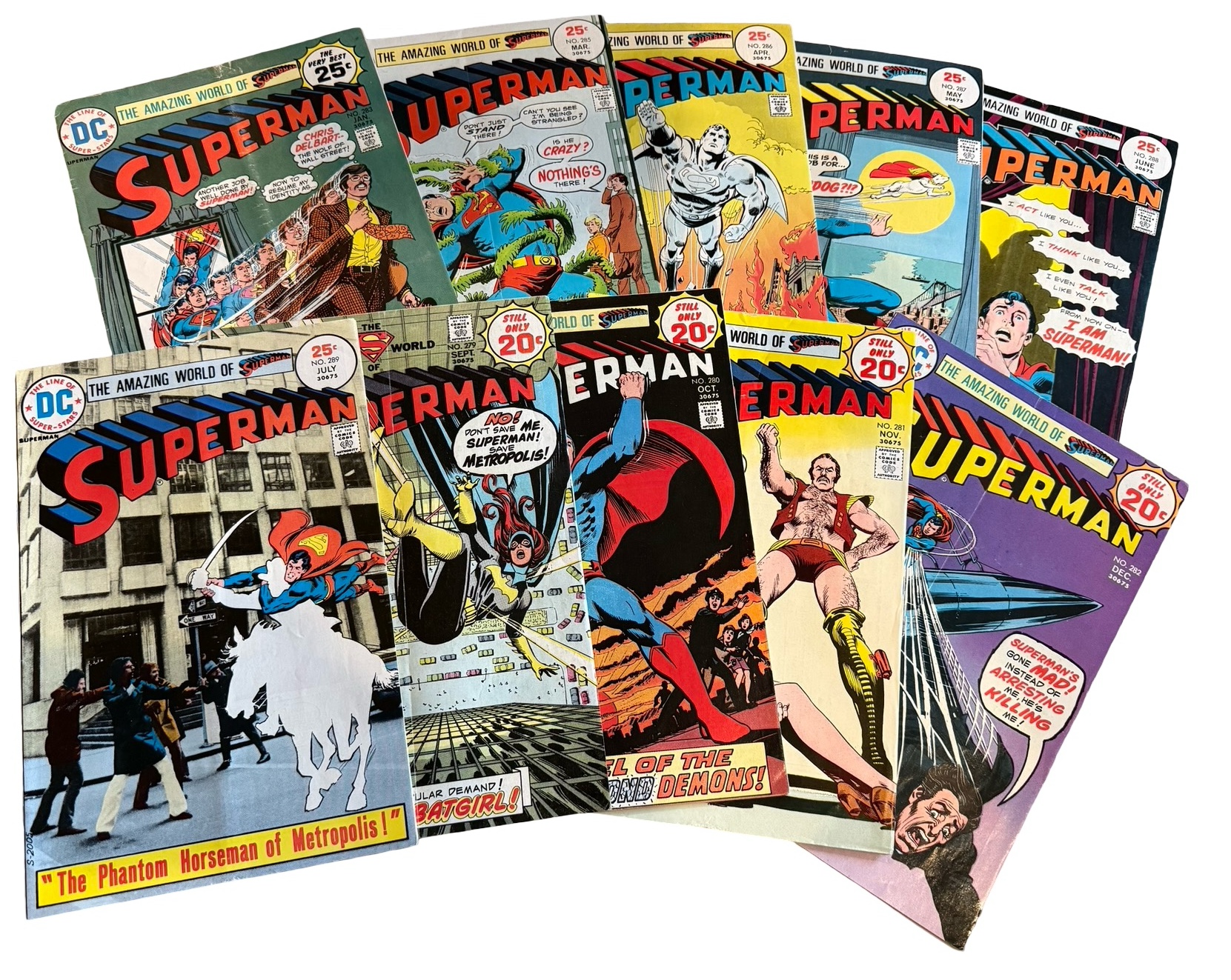 lot 36 image: Superman - Collection of 10 DC COMICS - #279, #280, #281, #282, #283, #285, #286, #287, #288, #289