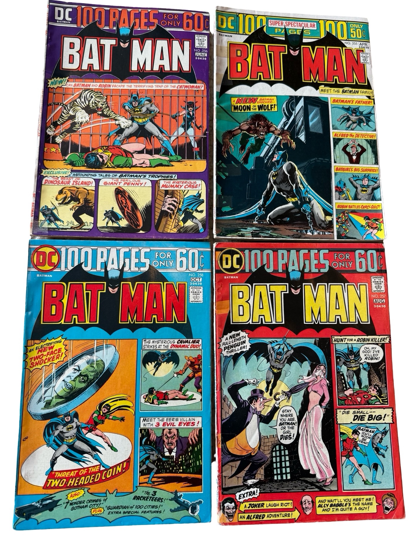 lot 40 image: Series of Four BATMAN 100 Pages Comics - #255, #256, #257, #258