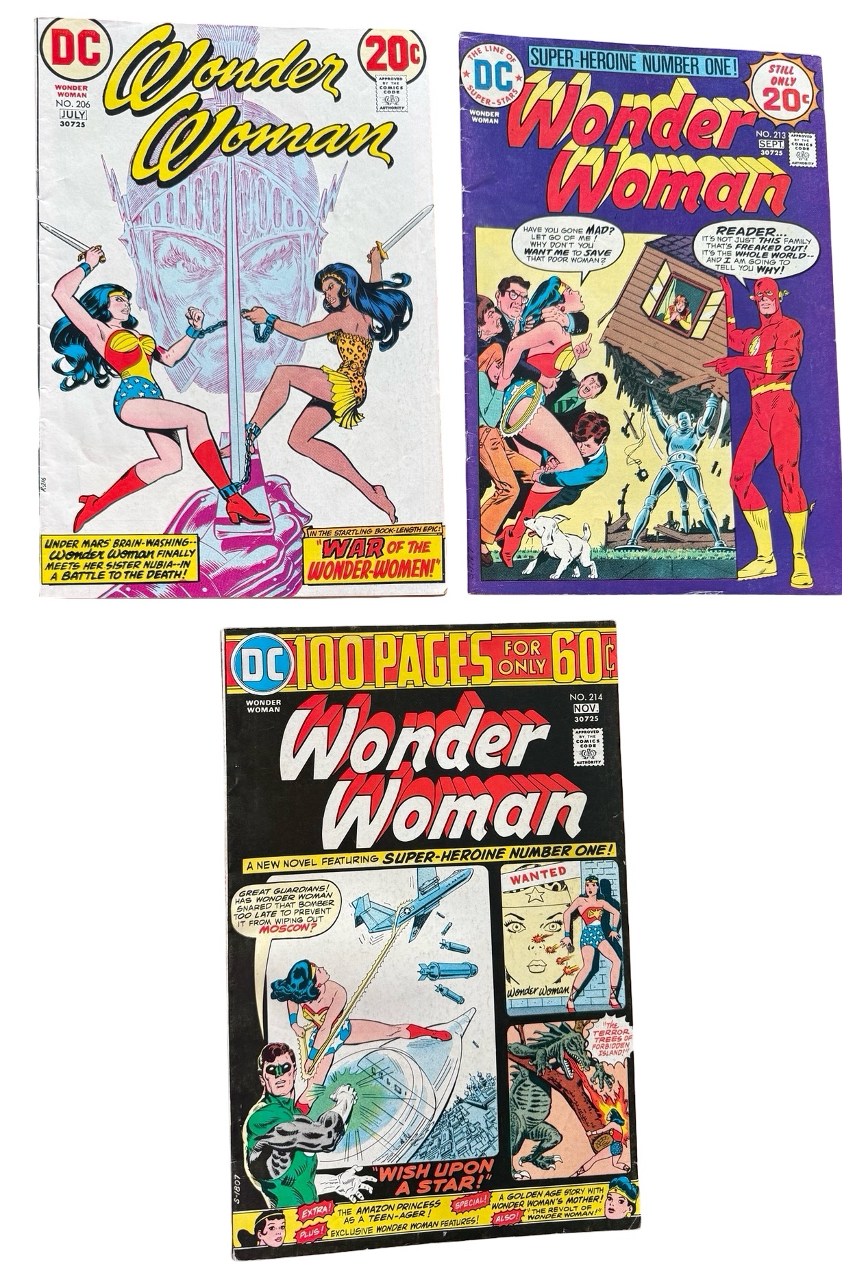 lot 73 image: Wonder Woman - DC Comics - #206, #213, #214