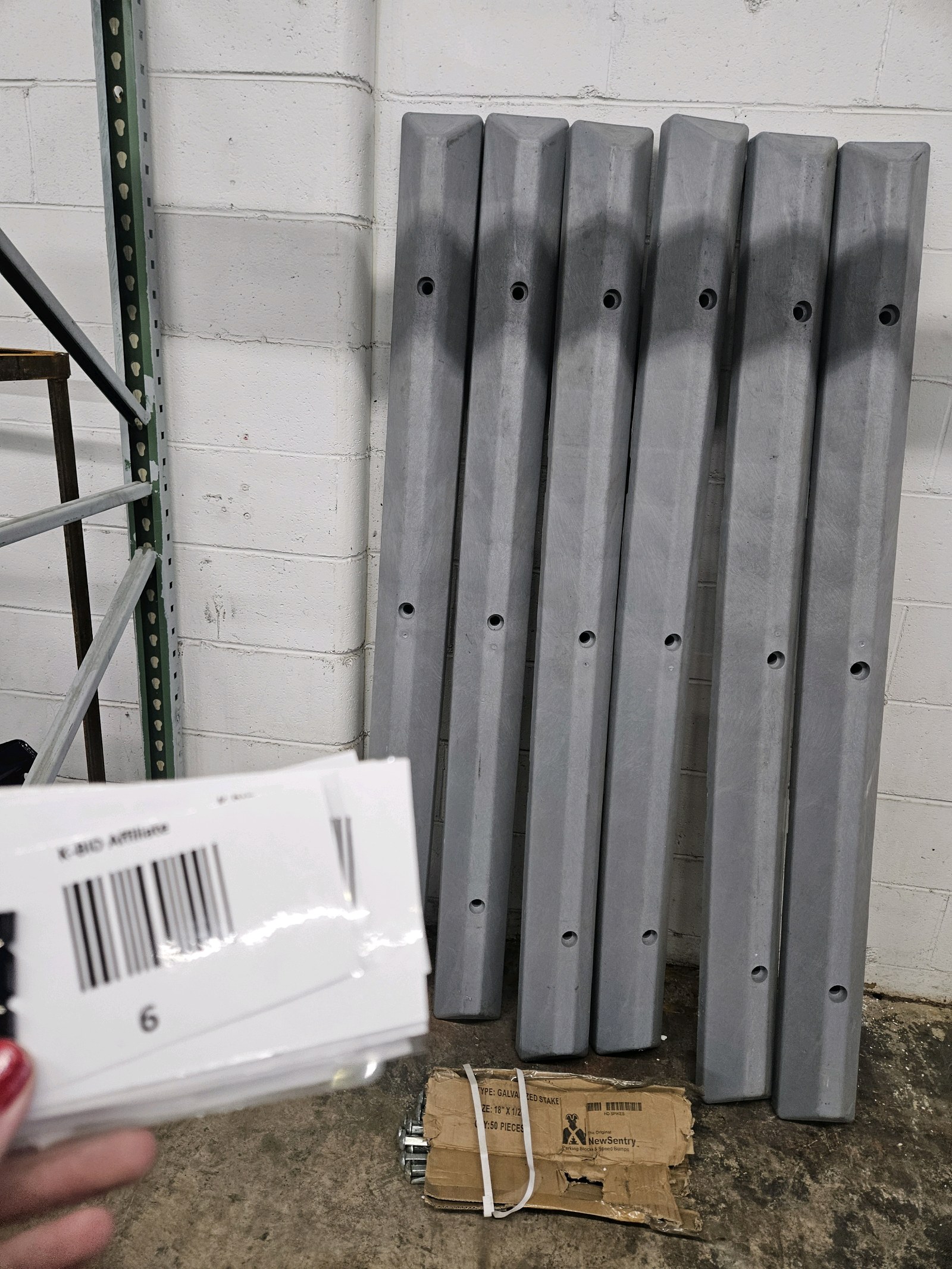 lot 6 image: Parking Stops (6)  Galvanized Steel Stakes