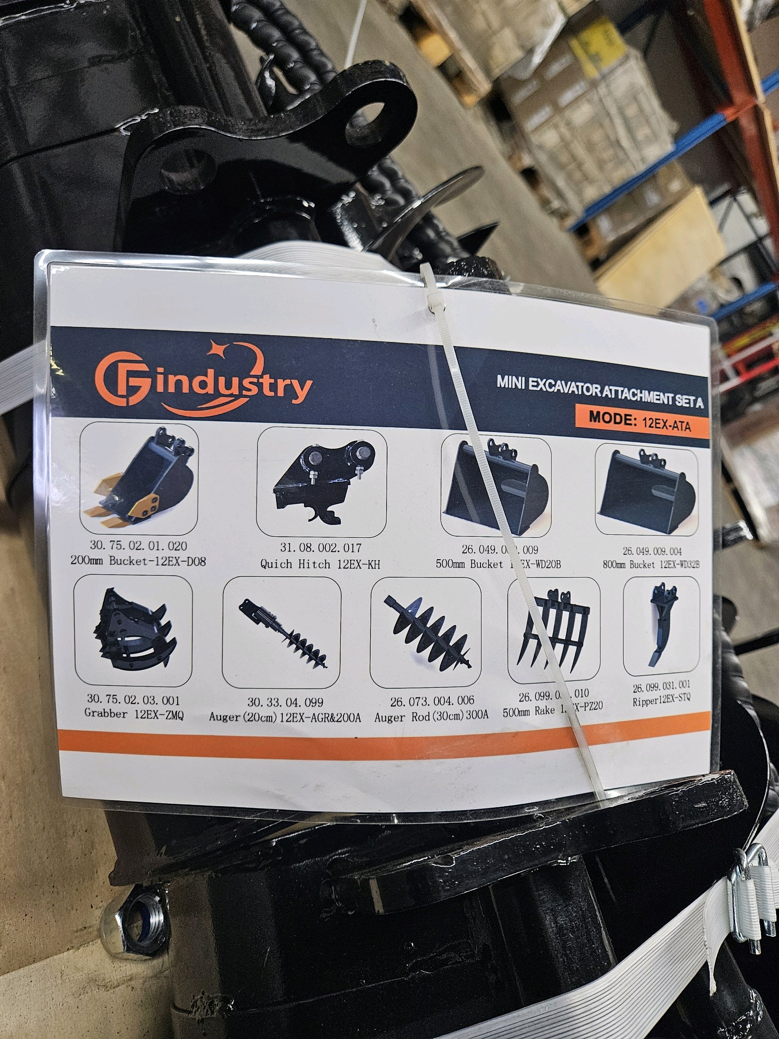 lot 7 image: 9 Piece Mini Excavator Attachment Set