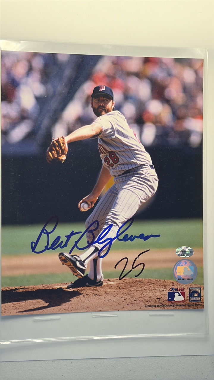 lot 106 image: Autographed Picture of Minnesota Twins Legend and Hall of Famer Ber Blyleven MLB