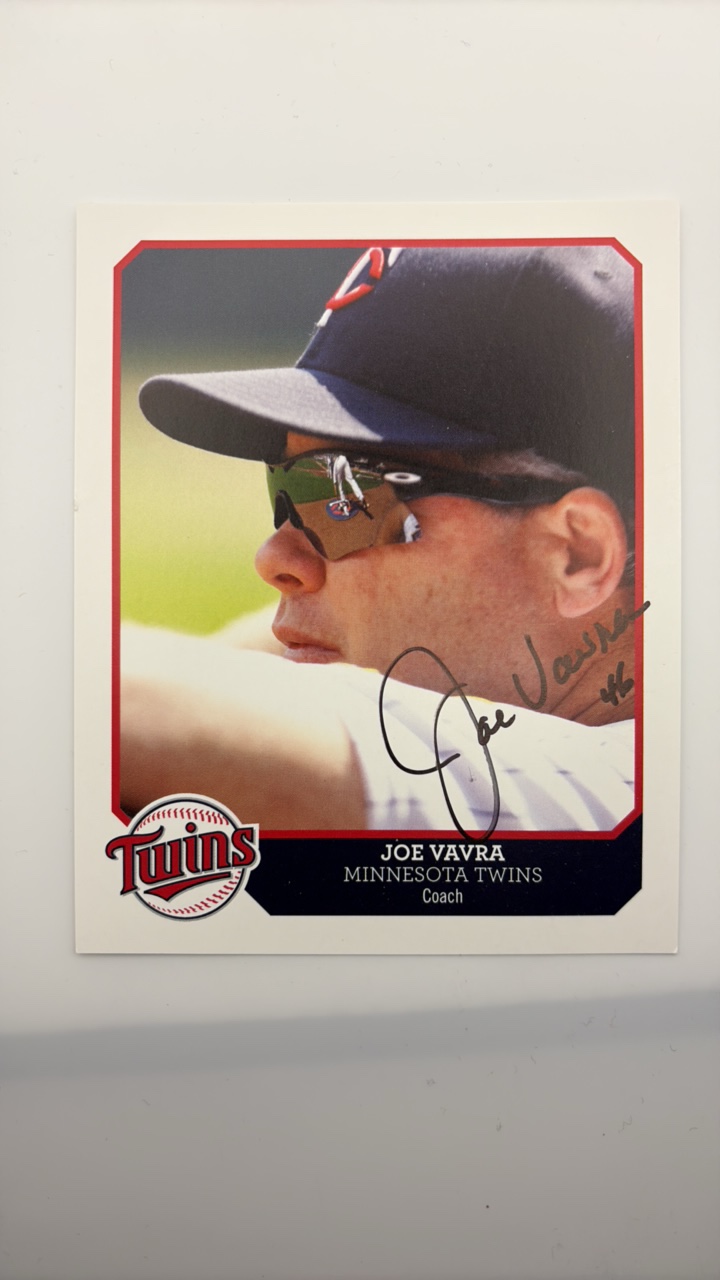 lot 121 image: Autographed Team Issued Photo Joe Vavra Minnesota Twins