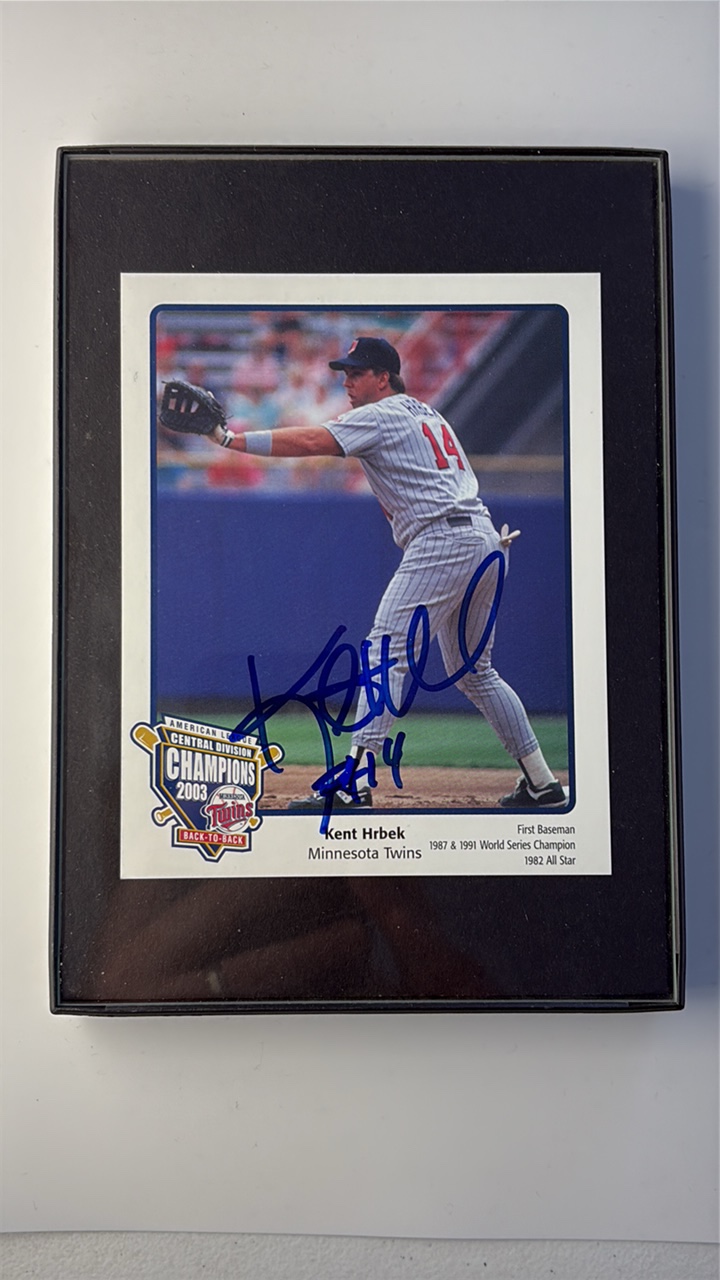 lot 125 image: Autographed Team Issued Photo Kent Hrbek With Frame Minnesota Twins