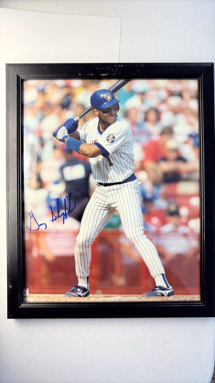 lot 143 image: Gary Sheffield Autograph Team Picture Milwaukee Brewers Legend MLB Baseball