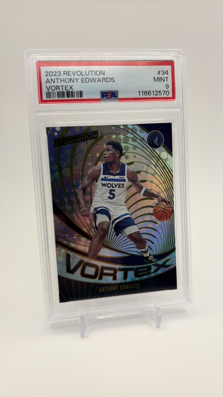 lot 148 image: 2023 Revolution Vortex Insert Card Anthony Edwards PSA Grade 9 MINT Minnesota Timberwolves