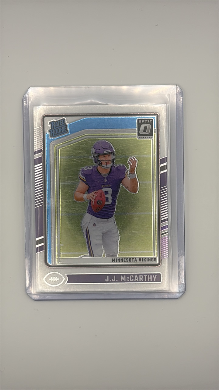 lot 153 image: 2024 Donruss Optic Rated Rookie J.J. McCarthy Minnesota Vikings