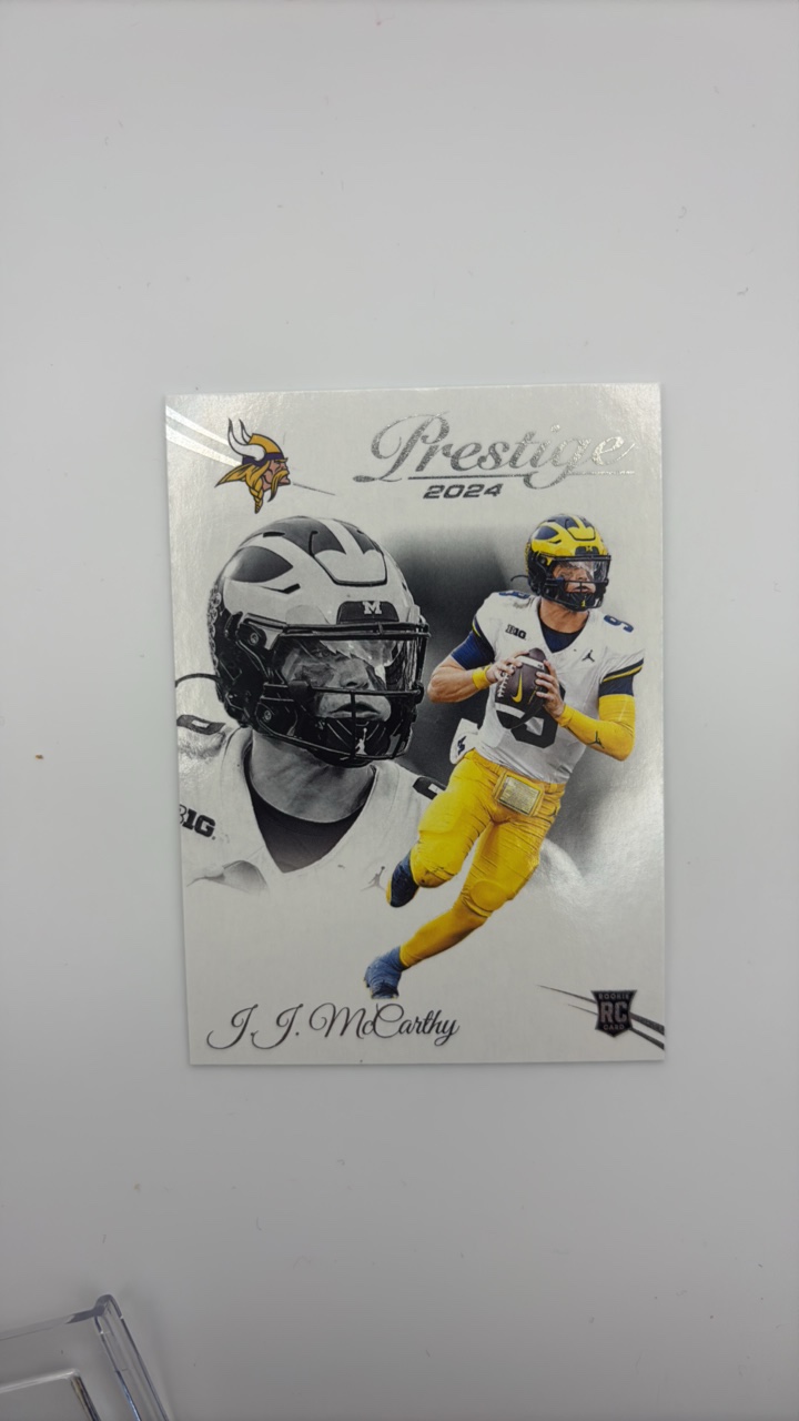 lot 158 image: 2024 Prestige J.J. McCarthy Rookie Card Minnesota Vikings Card