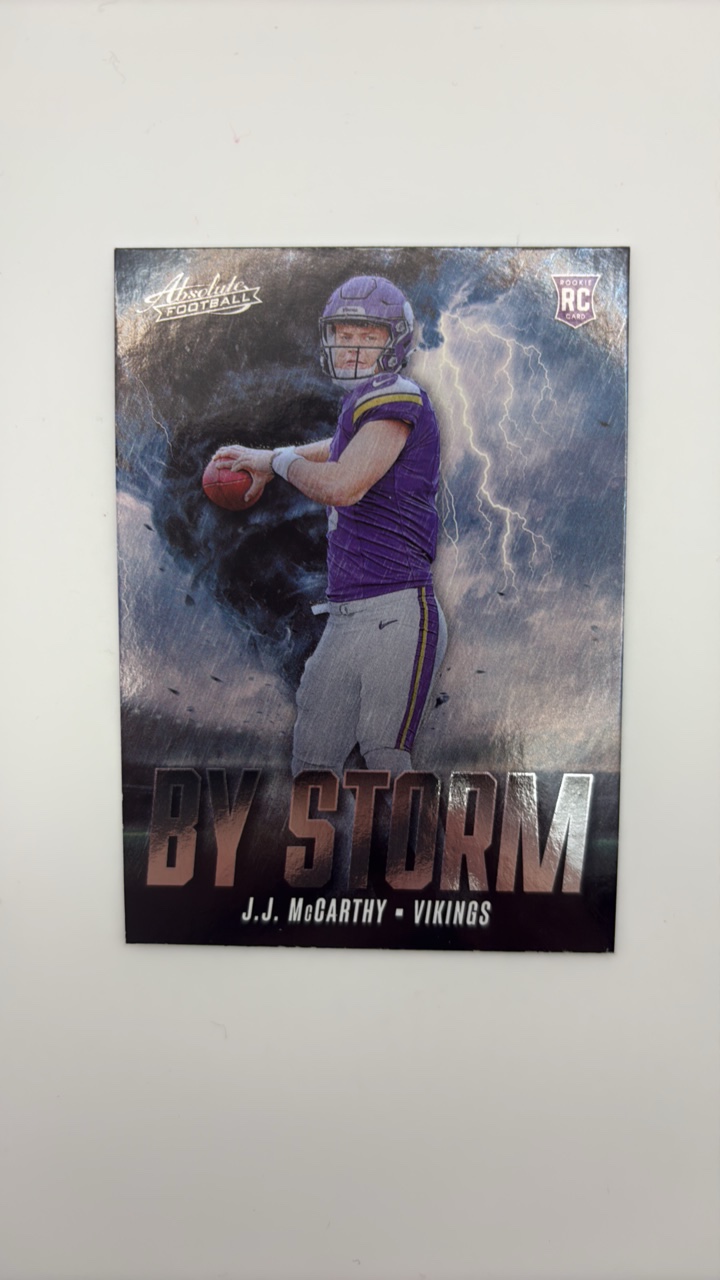 lot 160 image: 2024 Absolute By Storm Insert Card J.J. McCarthy Rookie Card Minnesota Vikings