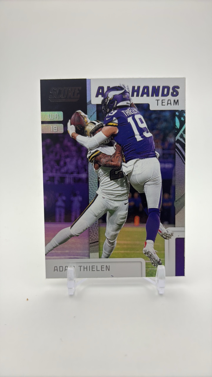 lot 161 image: 2019 Score All Hands Team Insert Card Adam Thielen Minnesota Vikings