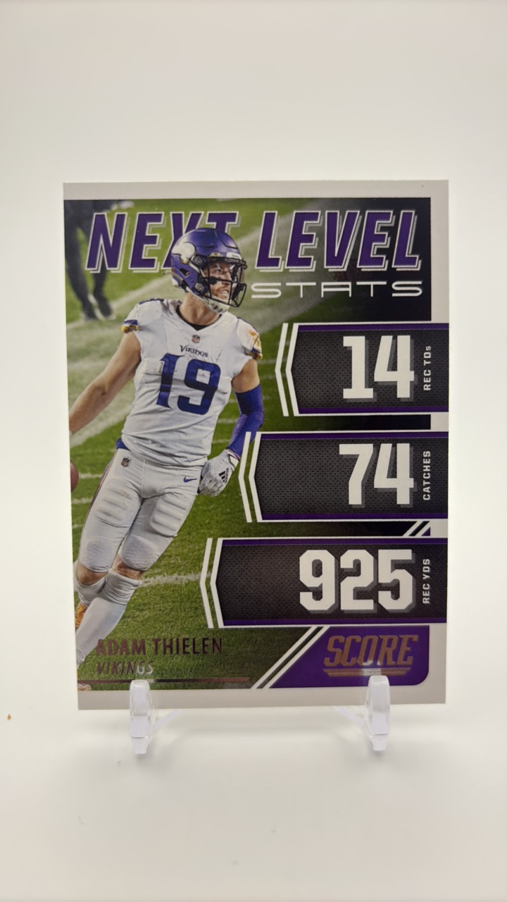 lot 162 image: 2021 Score Next Level Stats Insert Card Adam Thielen Minnesota Vikings Card