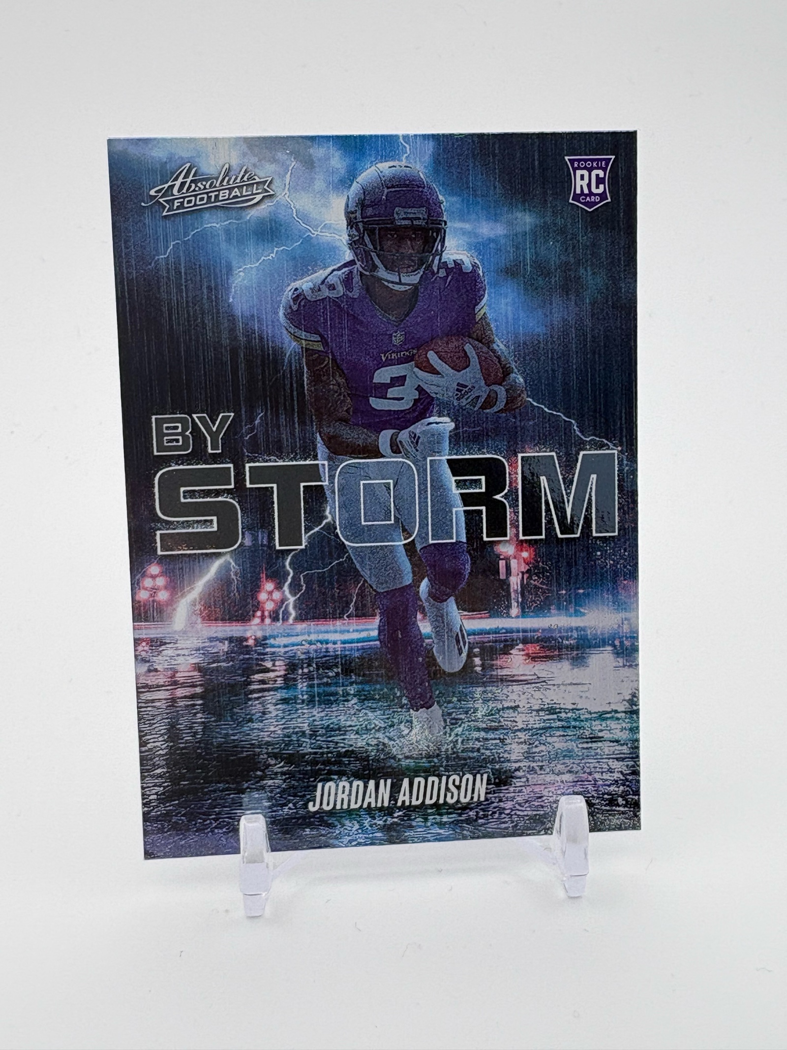 lot 170 image: 2023 Absolute Football Jordan Addison By Storm Insert Rookie Card Minnesota Vikings