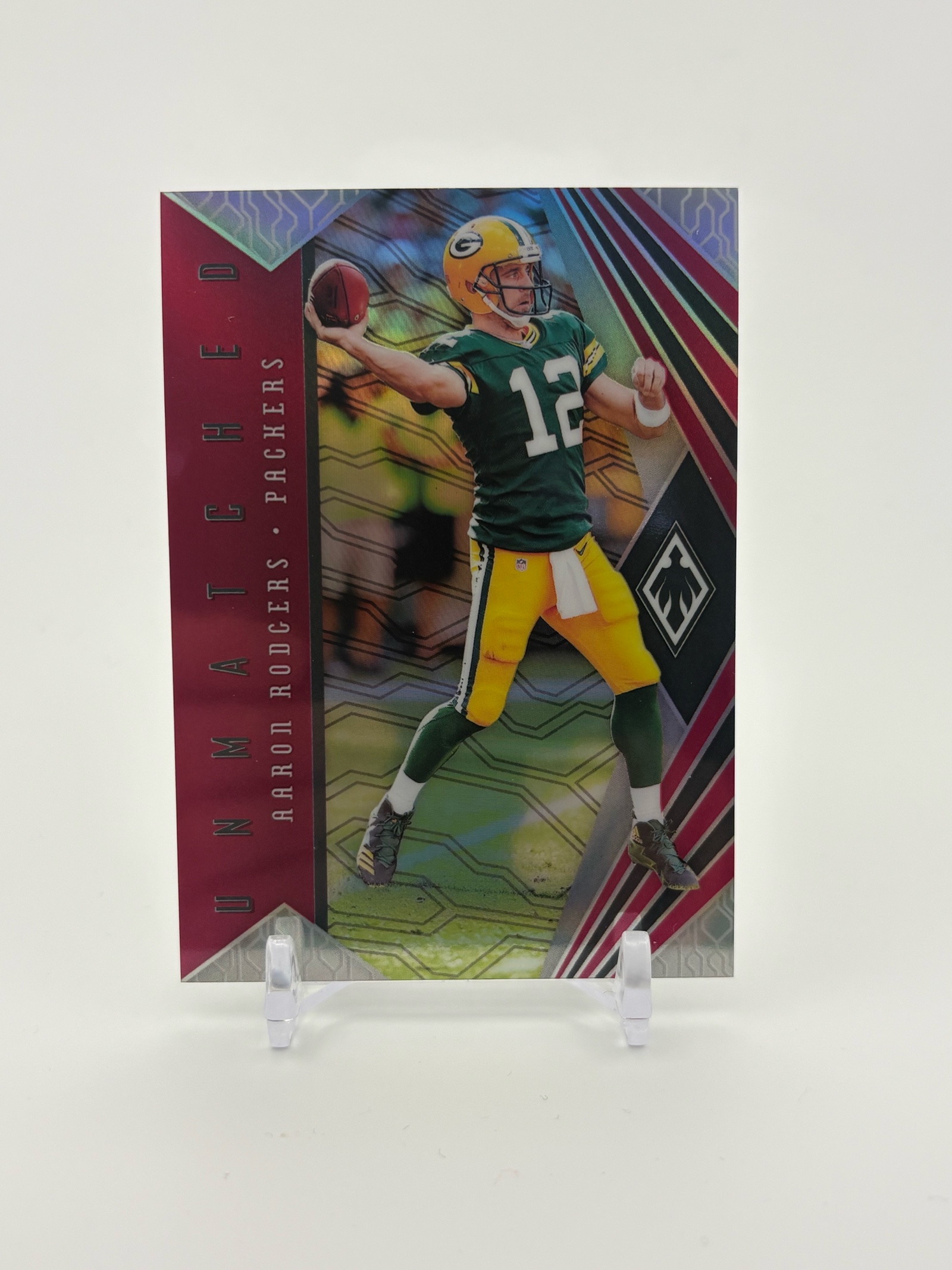 lot 172 image: 2018 Panini Phoenix Unmatched Insert Card Aaron Rodgers Serial #d 066100 Green Bay Packers