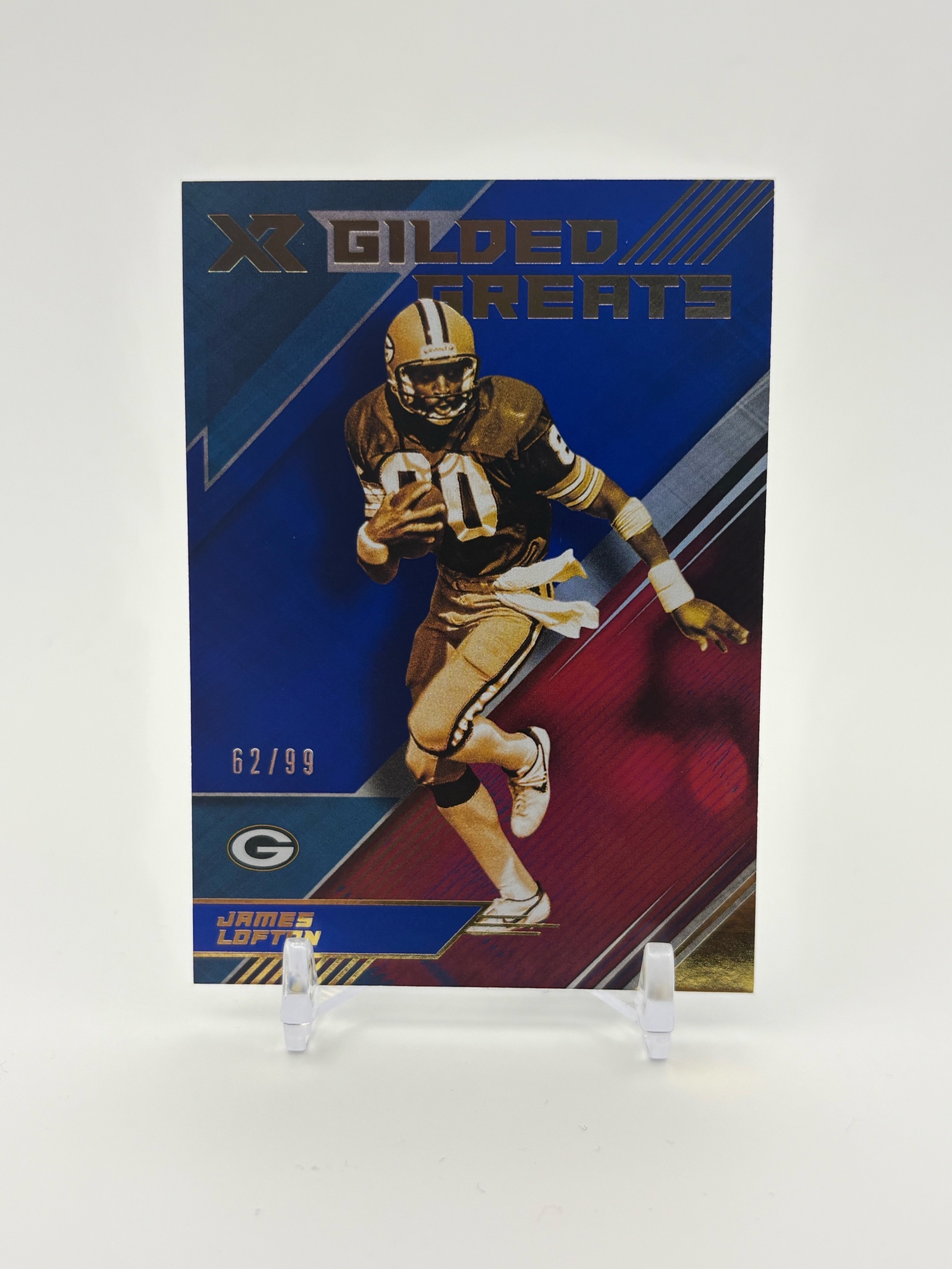 lot 174 image: 2019 Panini XR Gilded Greats Insert Card James Lofton Serial #d 6299 Green Bay Packers