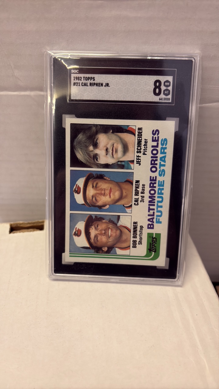lot 189 image: 1982 Topps Cal Ripken Rookie Card SGC Graded 8 Near Mint, Baltimore Orioles Legend MLB Hall of Famer