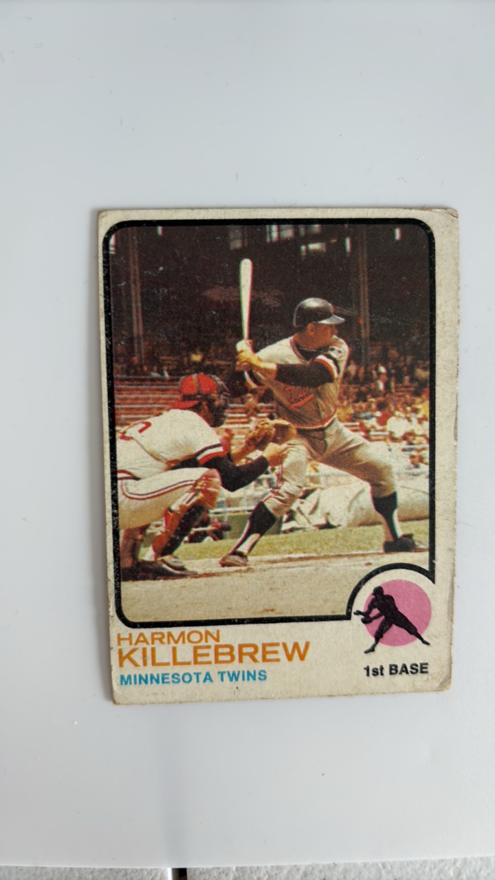 lot 202 image: 1973 Topps Harmon Killebrew Minnesota Twins Card, Low Grade