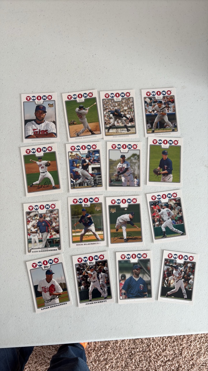 lot 208 image: 2008 Topps Minnesota Twins Team Set