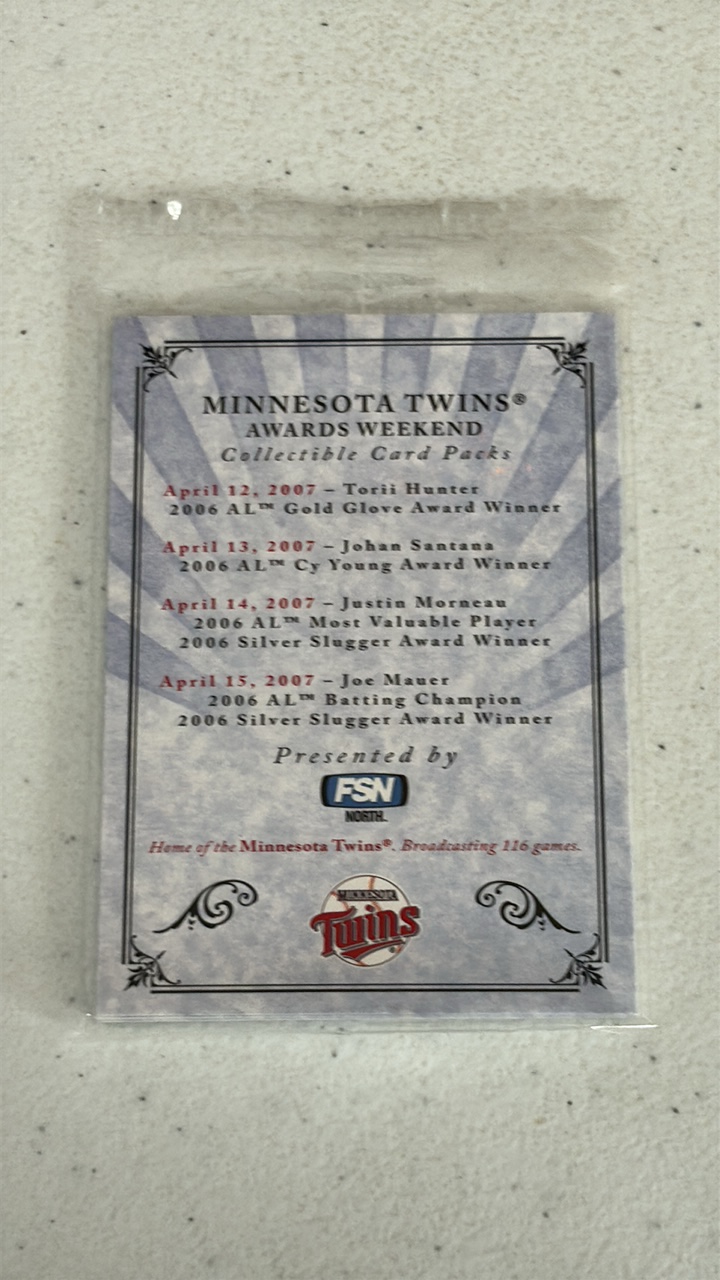 lot 219 image: Sealed 2007 Minnesota Twins Awards Weekend Collectible Cards Pack