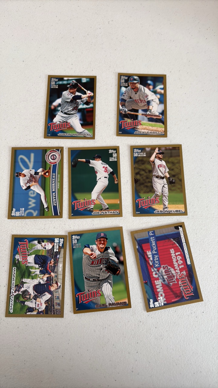 lot 251 image: 2010 Topps Gold Parallel Serial #d out of 2010 Minnesota Twins Cards