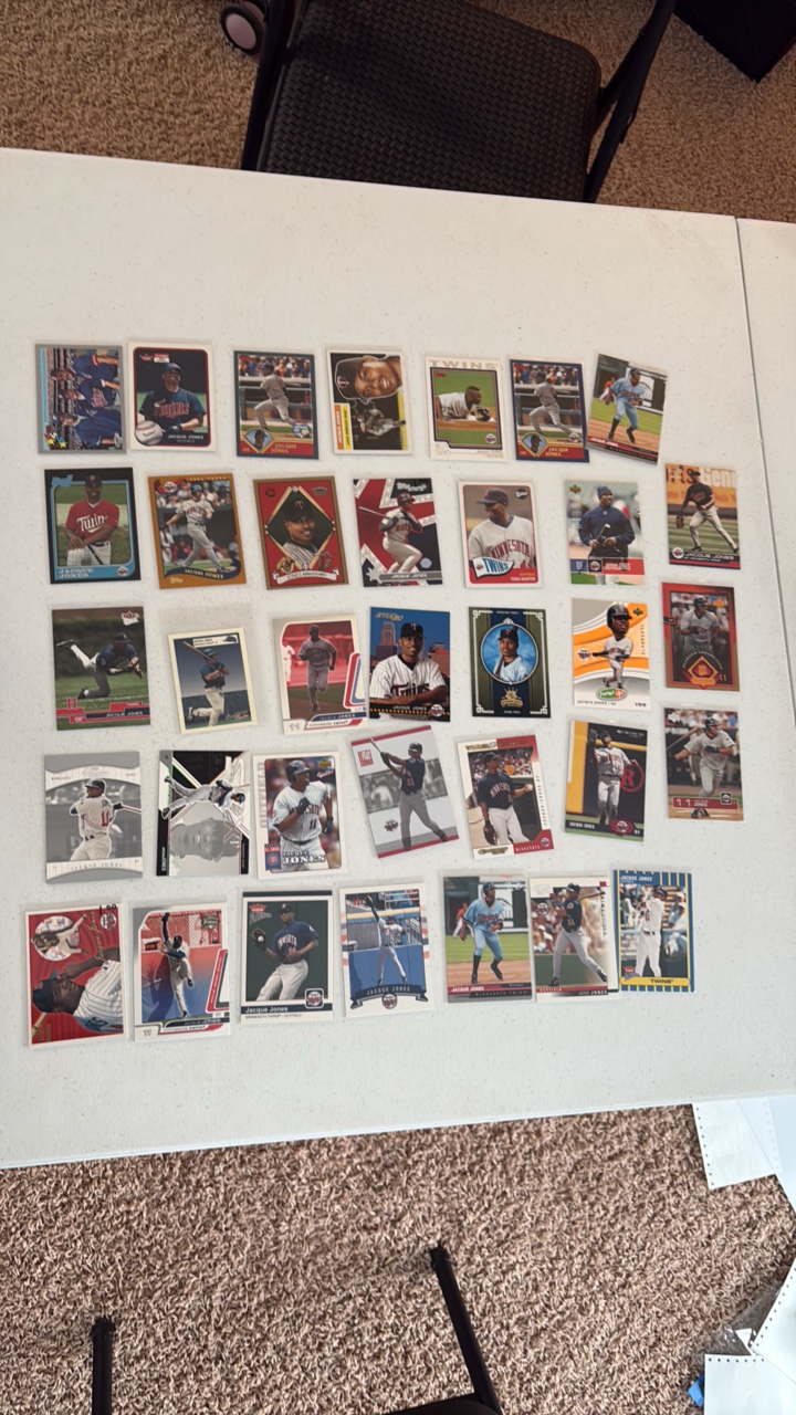 lot 283 image: Jacque Jones Minnesota Twins Card Lot