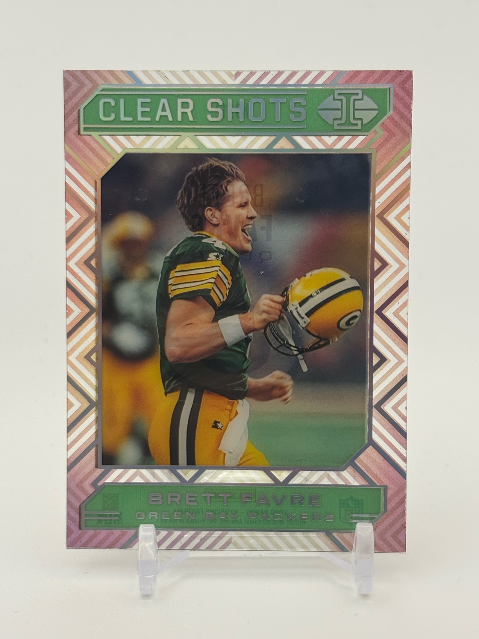 lot 384 image: 2020 Panini Illusions Brett Favre Clear Shots Inseet Card Greem Bay Packers
