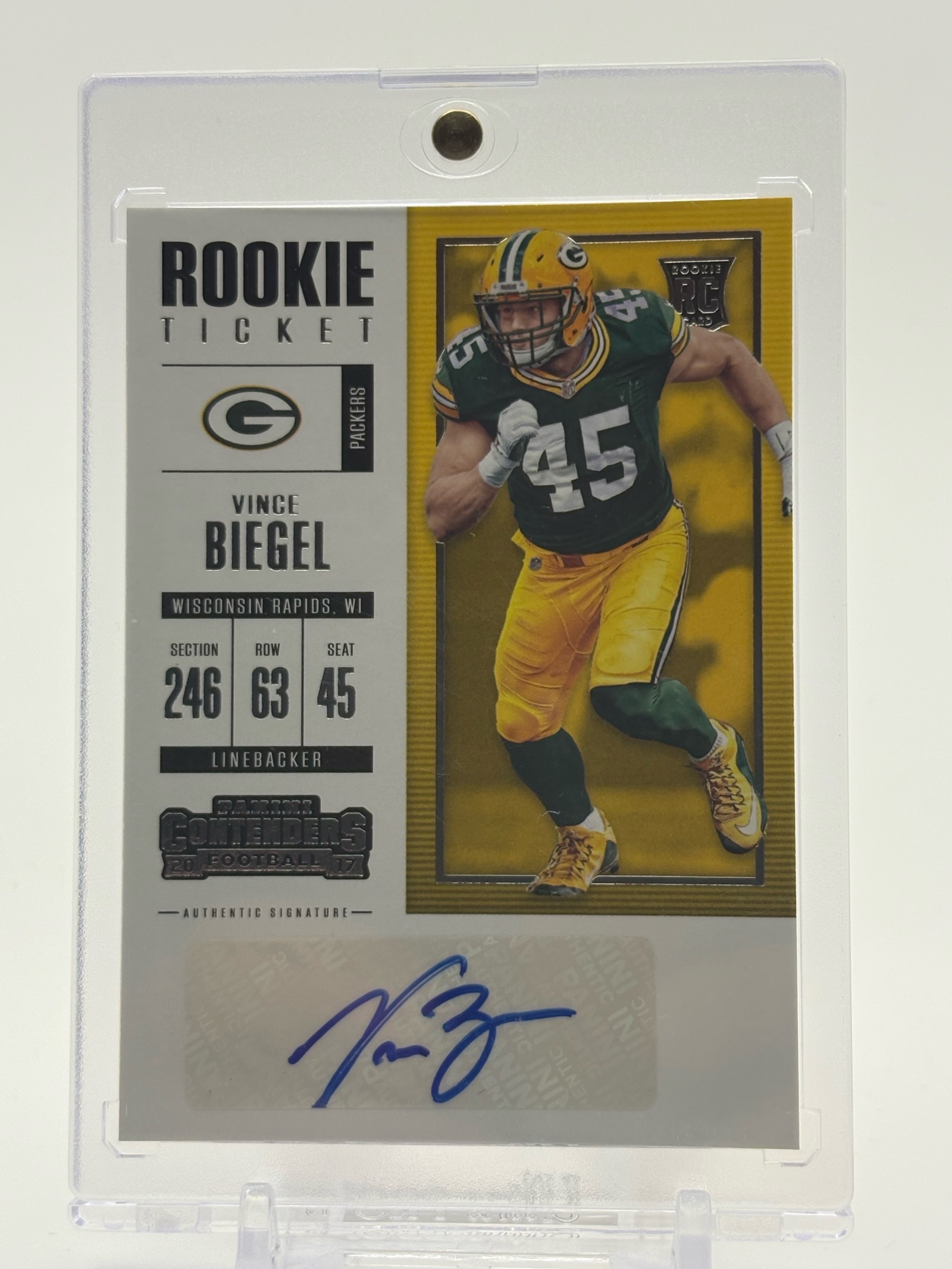 lot 391 image: 2017 Panini Contenders Vince Biegel Rookie Autograph Card Green Bay Packers