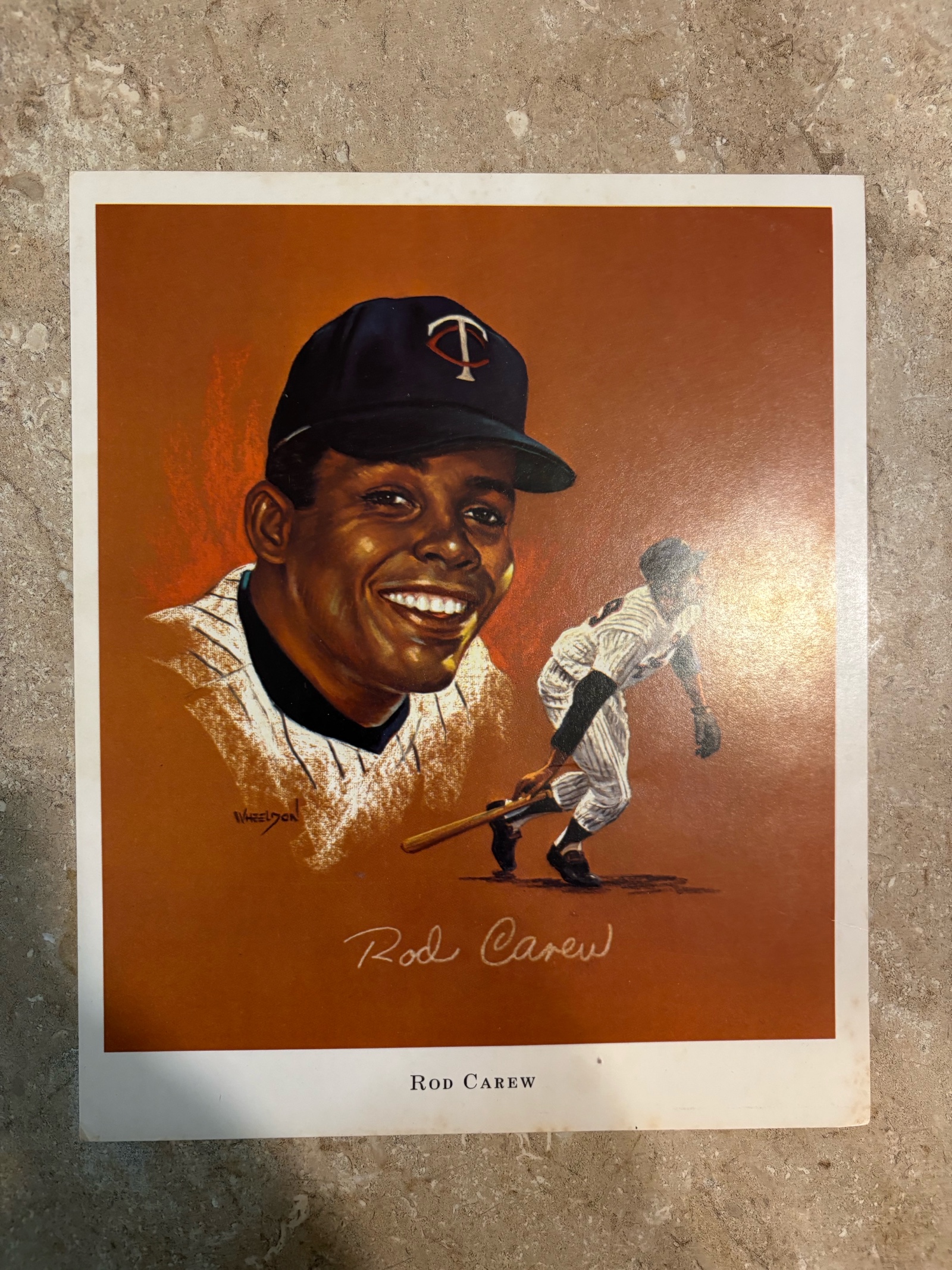 lot 403 image: 1970 Super Valu Minnesota Twins Art Print Rod Carew