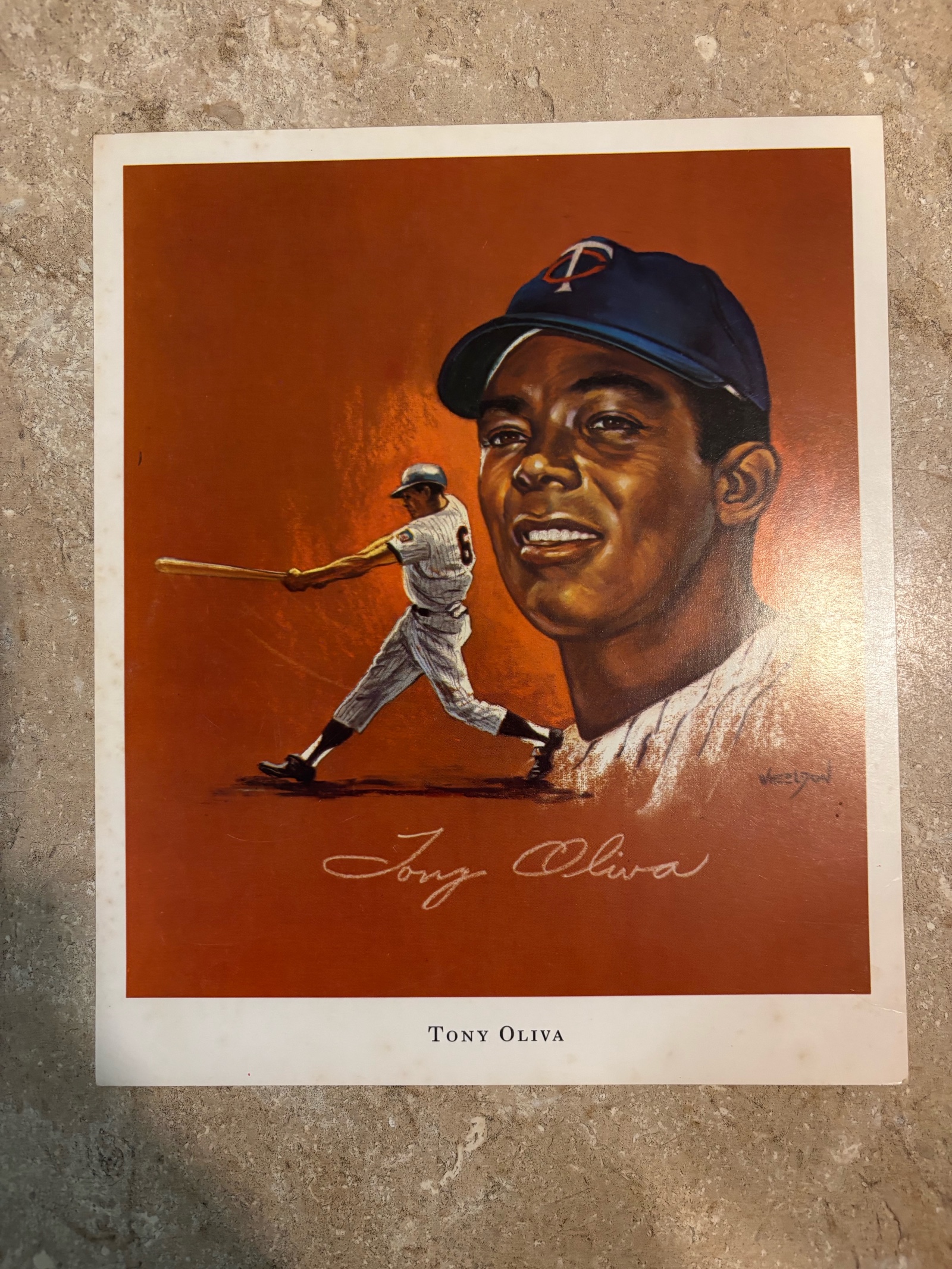 lot 410 image: 1970 Super Valu Minnesota Twins Art Print Tony Oliva