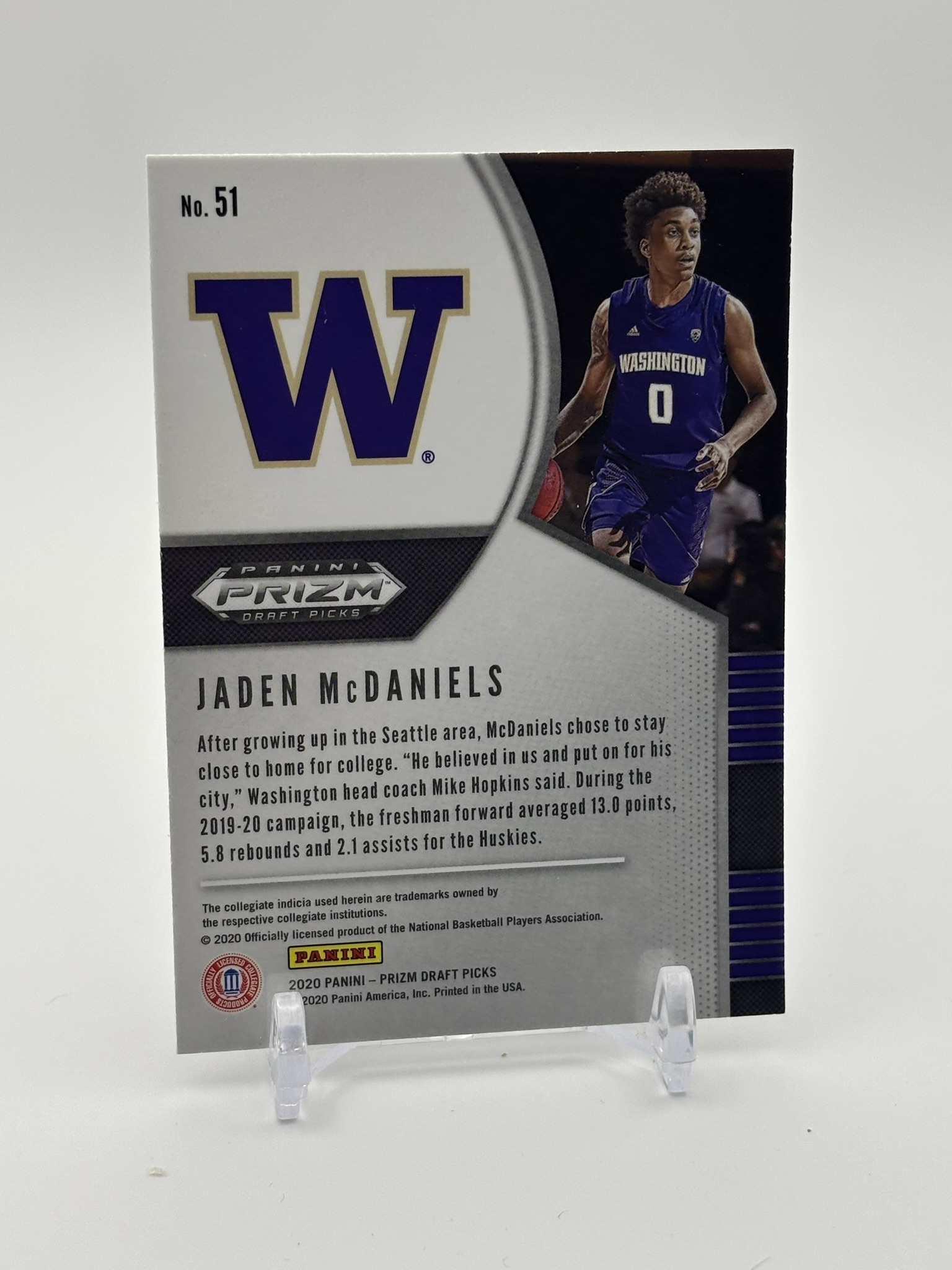 lot 474 image: 2020-21 Panini Prizm Draft Picks - Jaden McDaniels #51 Rookie Card Minnesota Timberwolves