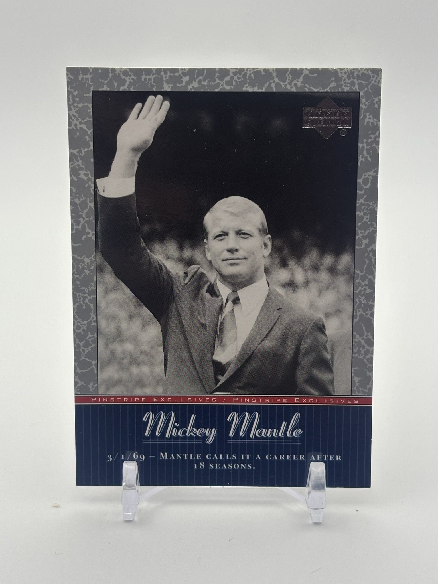 lot 483 image: 2001 Upper Deck - Pinstripe Exclusives Mickey Mantle Mickey Mantle New York Yankees