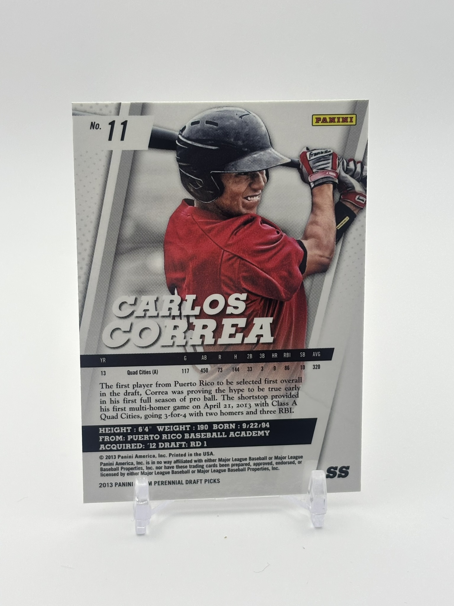 lot 503 image: 2013 Panini Prizm Perennial Draft Picks - Carlos Correa Rookie Card Minnesota Twins and Houston Astros