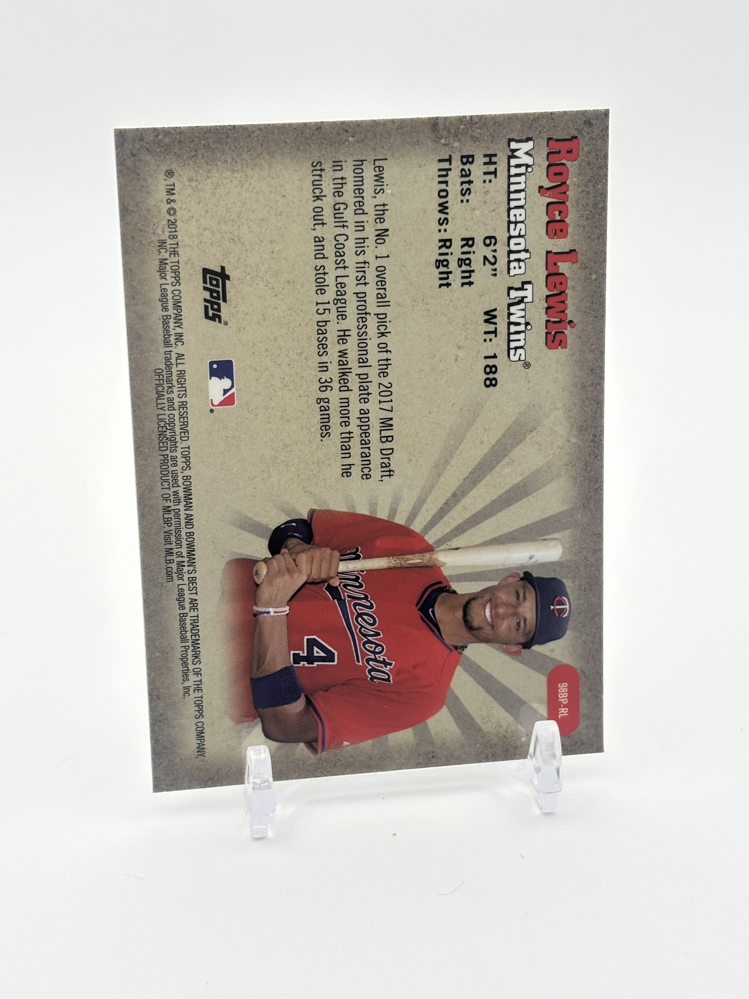 lot 504 image: 2018 Bowmans Best - 1998 Best Performers Royce Lewis Rookie Card Minnesota Twins