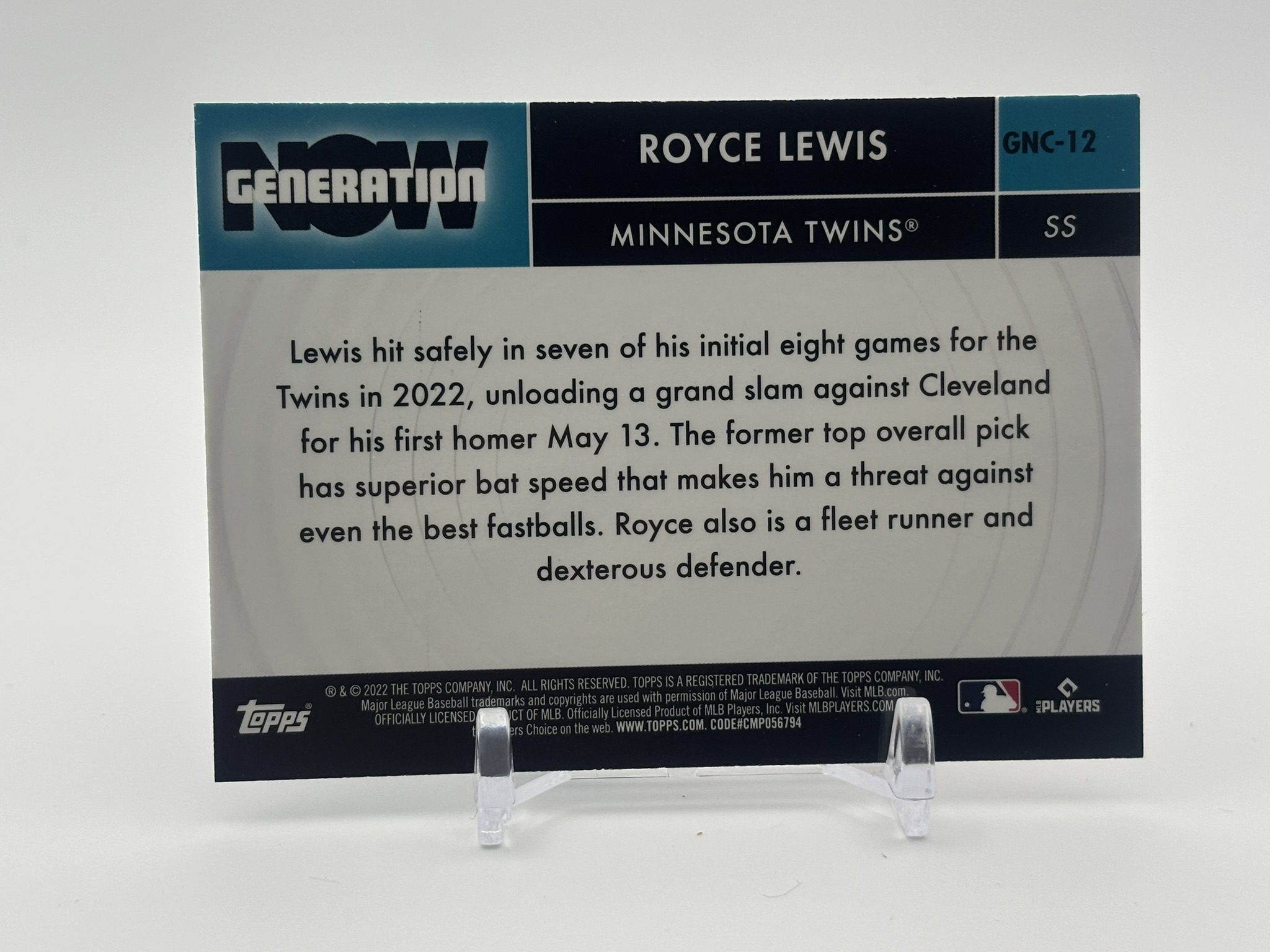 lot 507 image: 2022 Topps Chrome Update Series - Generation Now Chrome Royce Lewis Rookie Card Minnesota Twins