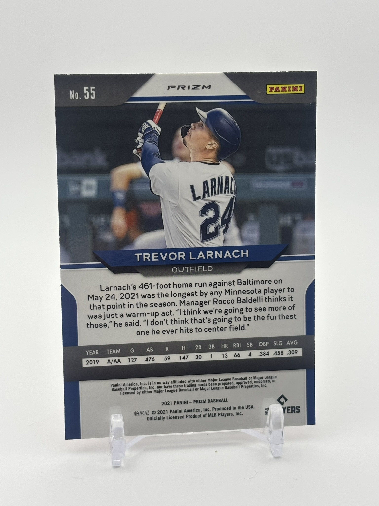 lot 516 image: 2021 Panini Prizm - Trevor Larnach #55 Red White & Blue Prizm Rookie Card Minnesota Twins