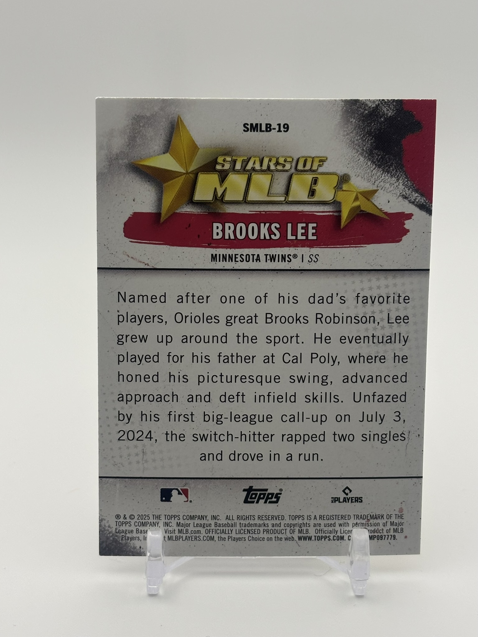 lot 526 image: 2025 Topps Series 1 - Stars of Mlb Brooks Lee Rookie Card Minnesota Twins
