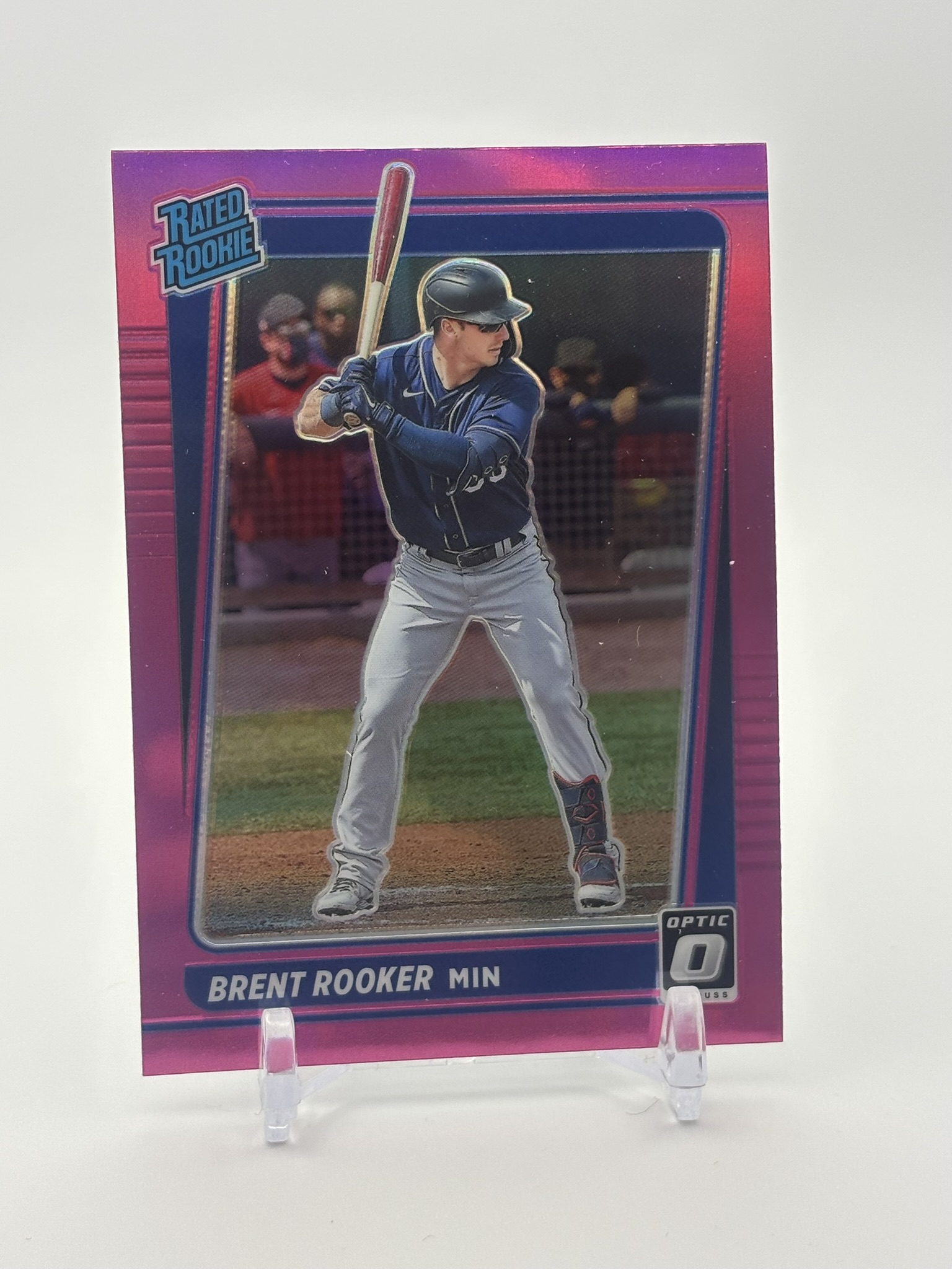 lot 528 image: 2021 Panini Donruss Optic - Rated Rookie Brent Rooker #68 Pink Prizm Rookie Card Minnesota Twins