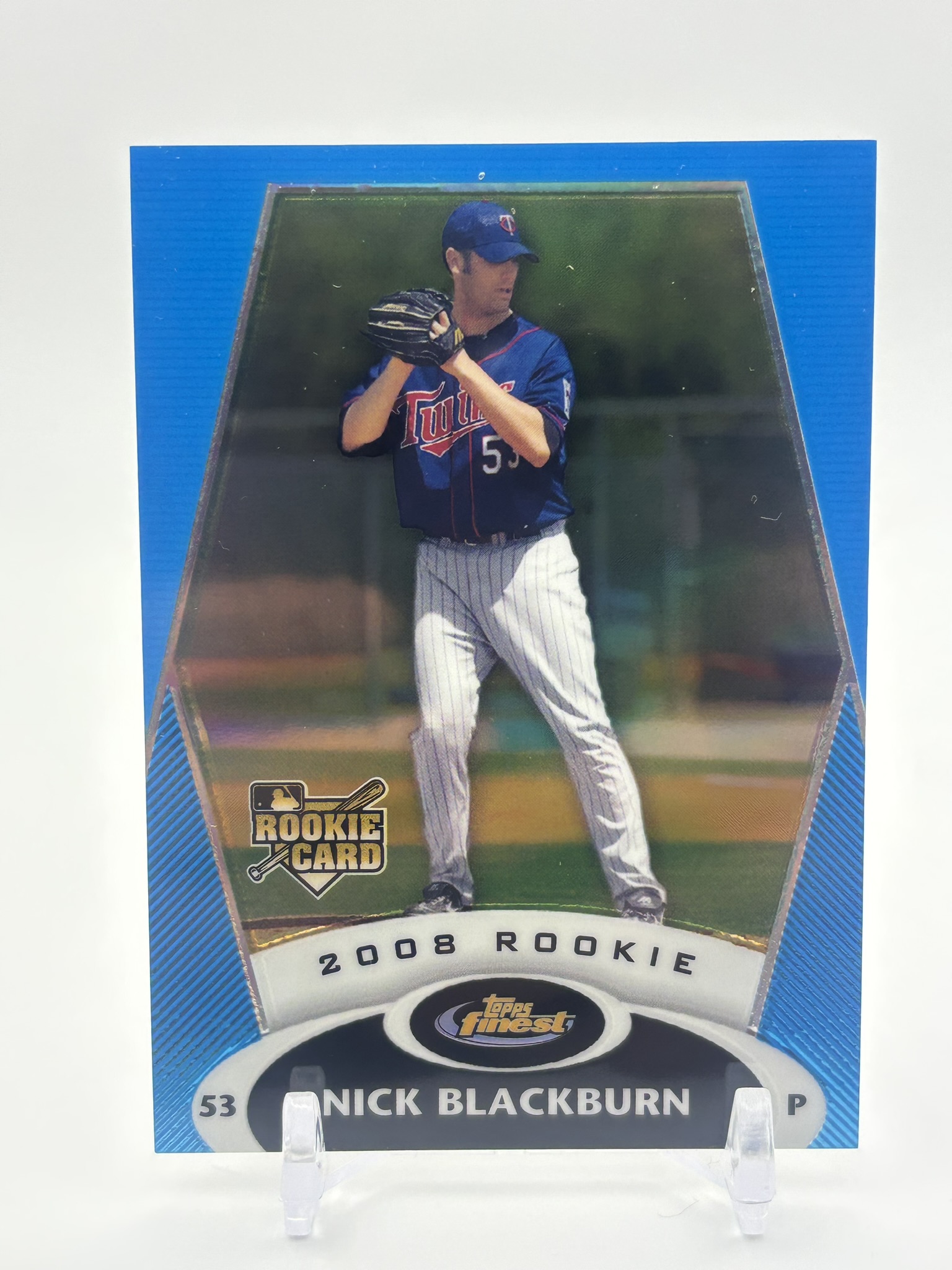 lot 531 image: 2008 Topps Finest - Nick Blackburn #129 Rookie Blue Parallel #d 201299 Minnesota Twins
